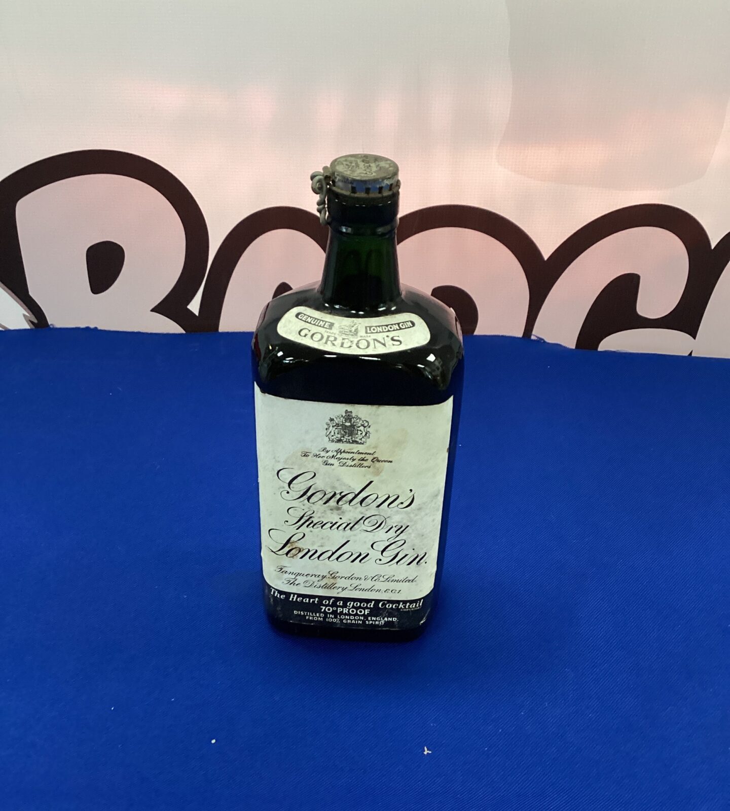Bottle of vintage Gordons Gin