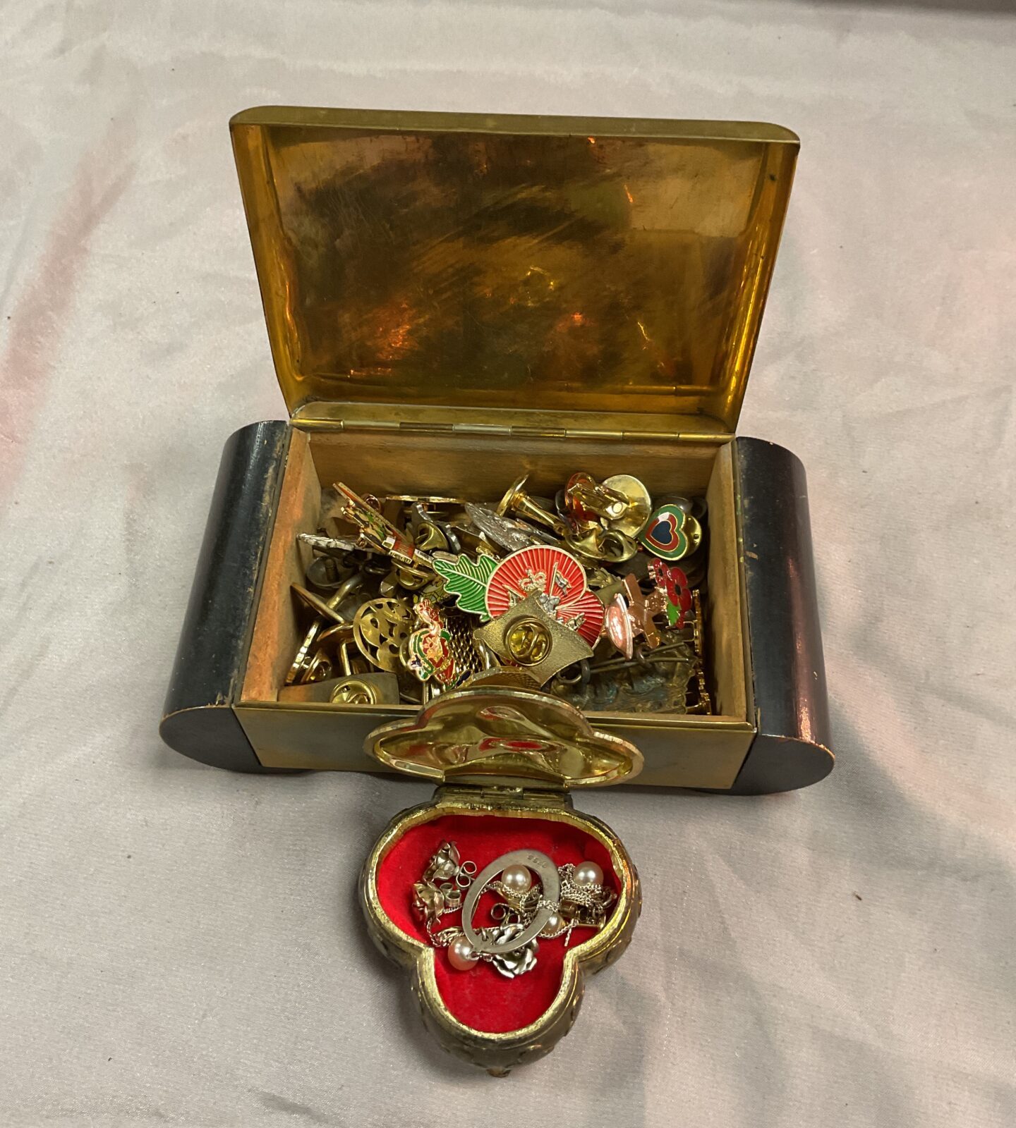 Two Metal Jewellery boxes with Jewellery