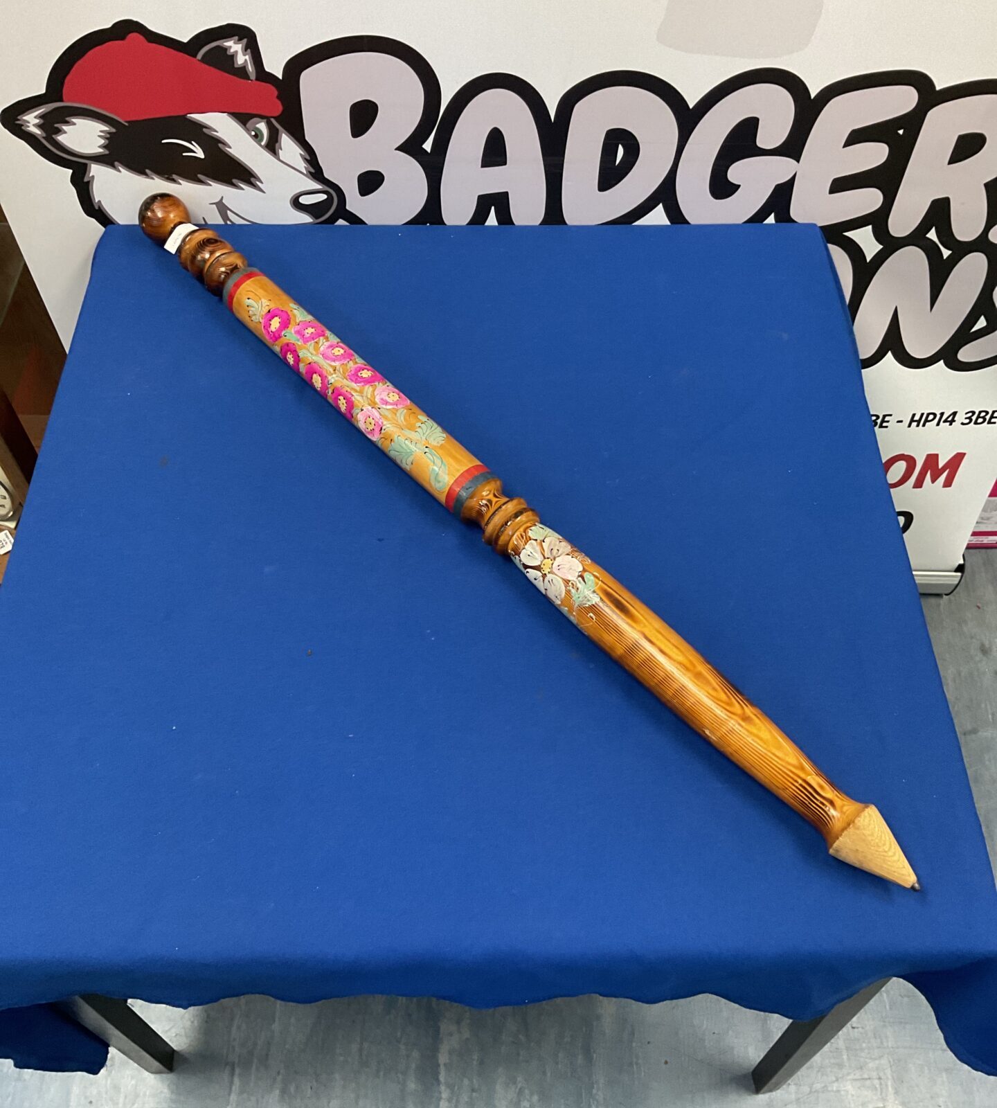 Large hand painted wooden pencil