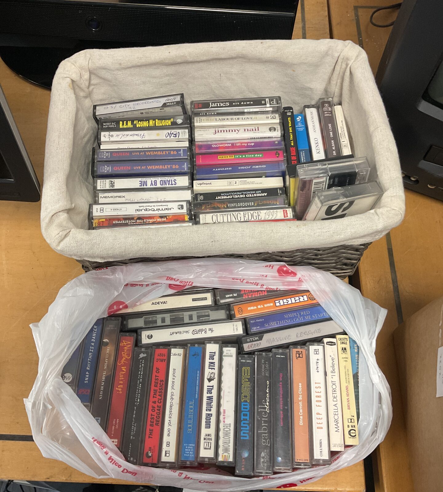 Collection of audio cassette tapes inc rem & queen