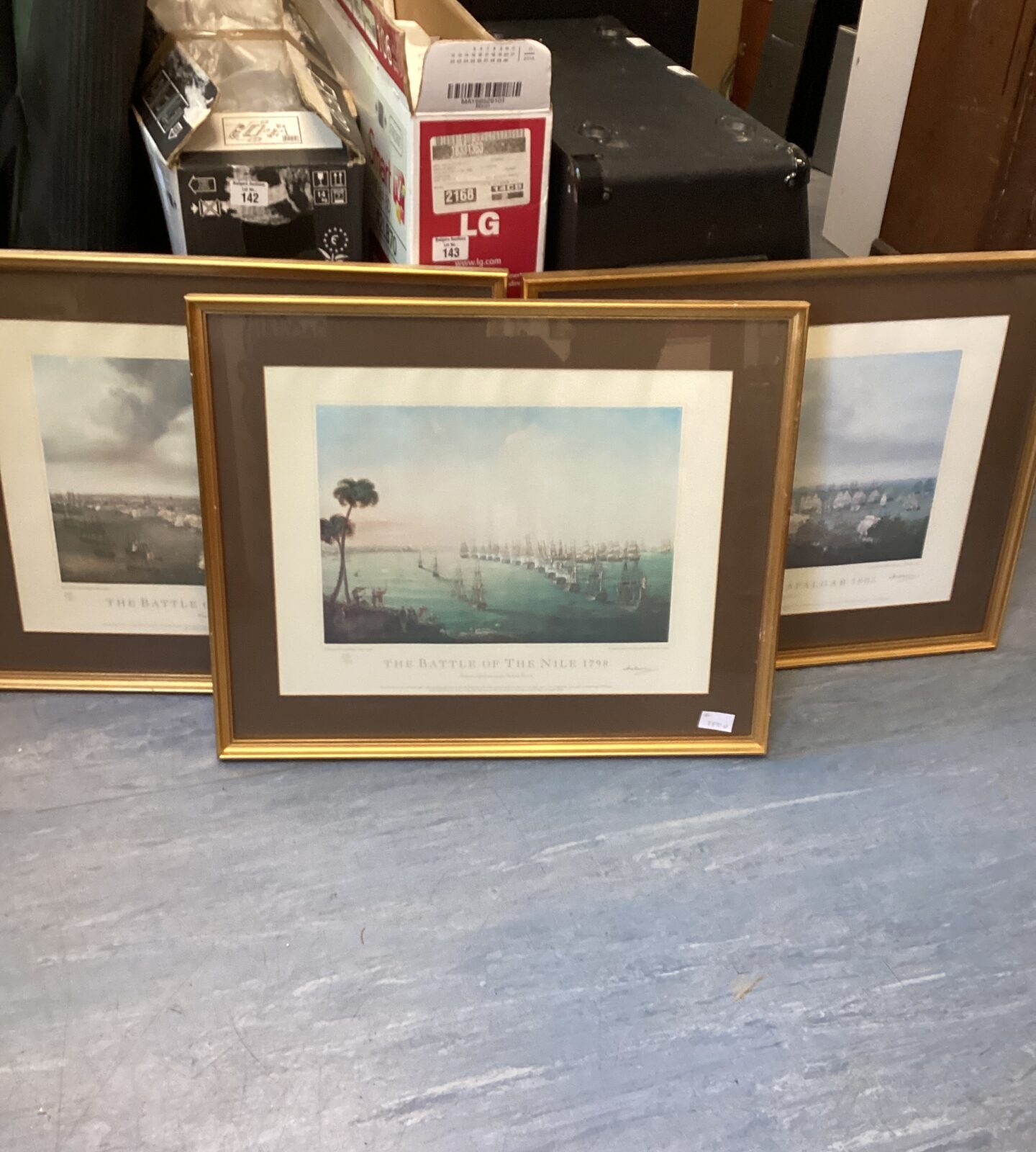 Three Framed Prints of Lord Nelsons Greatest Sea Battles inc Trafalgar