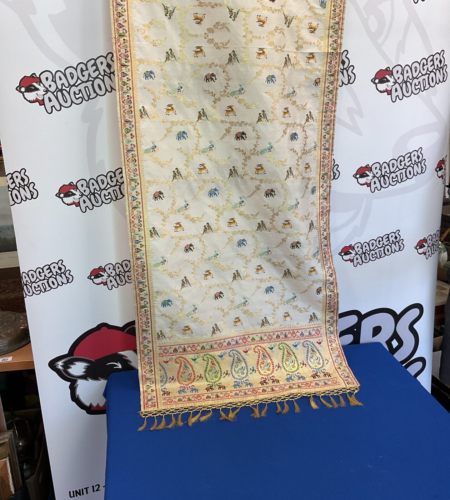 Indian embroidered silk head scarf
