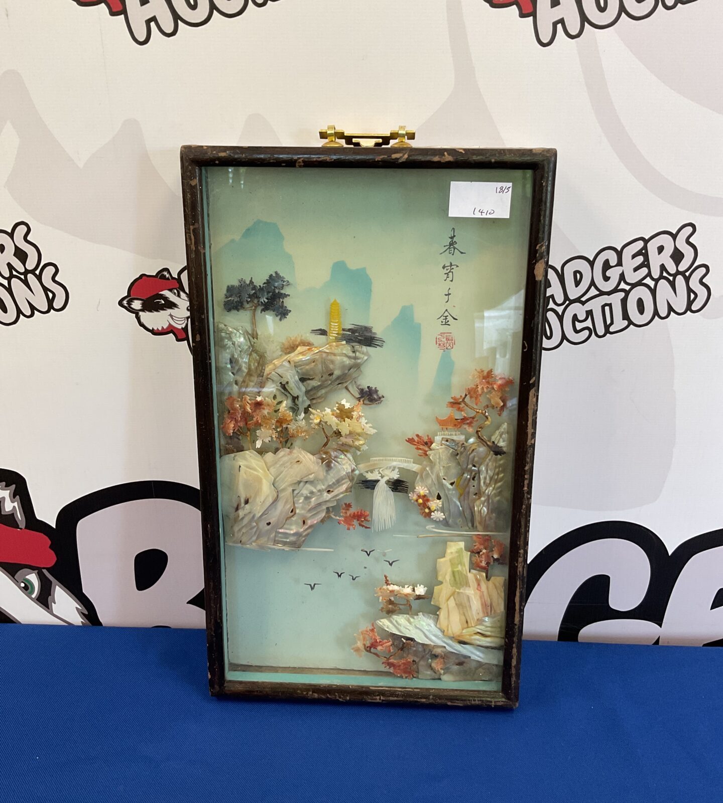 Oriental mother of pearl framed Decopage