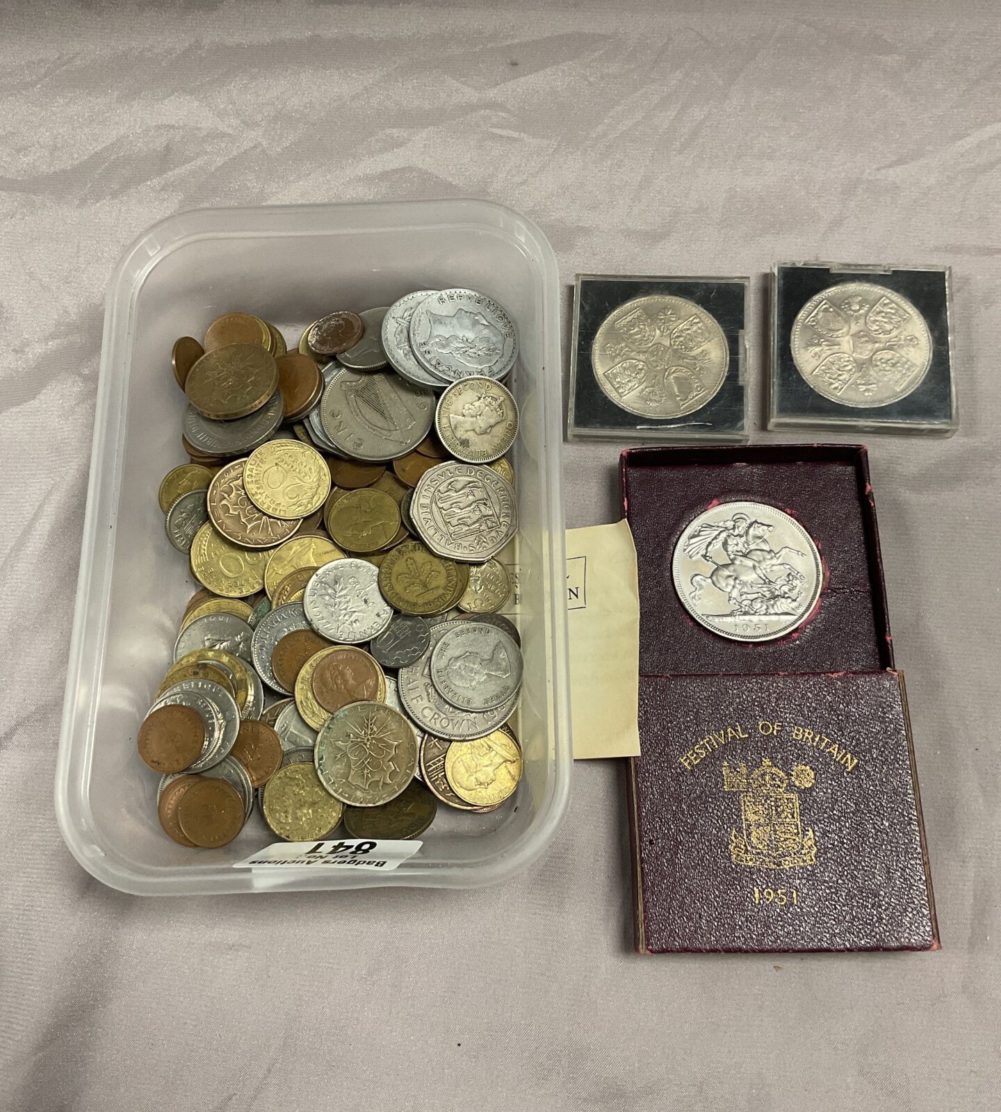Tub of assorted coins Inc Festival of Britain coin
