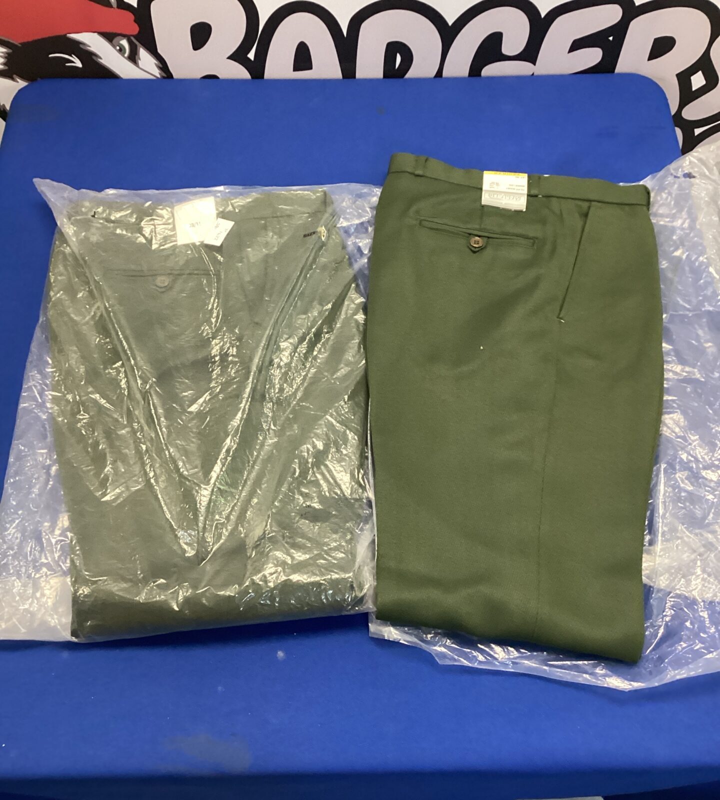 Two new pairs of size 32 Green military trousers