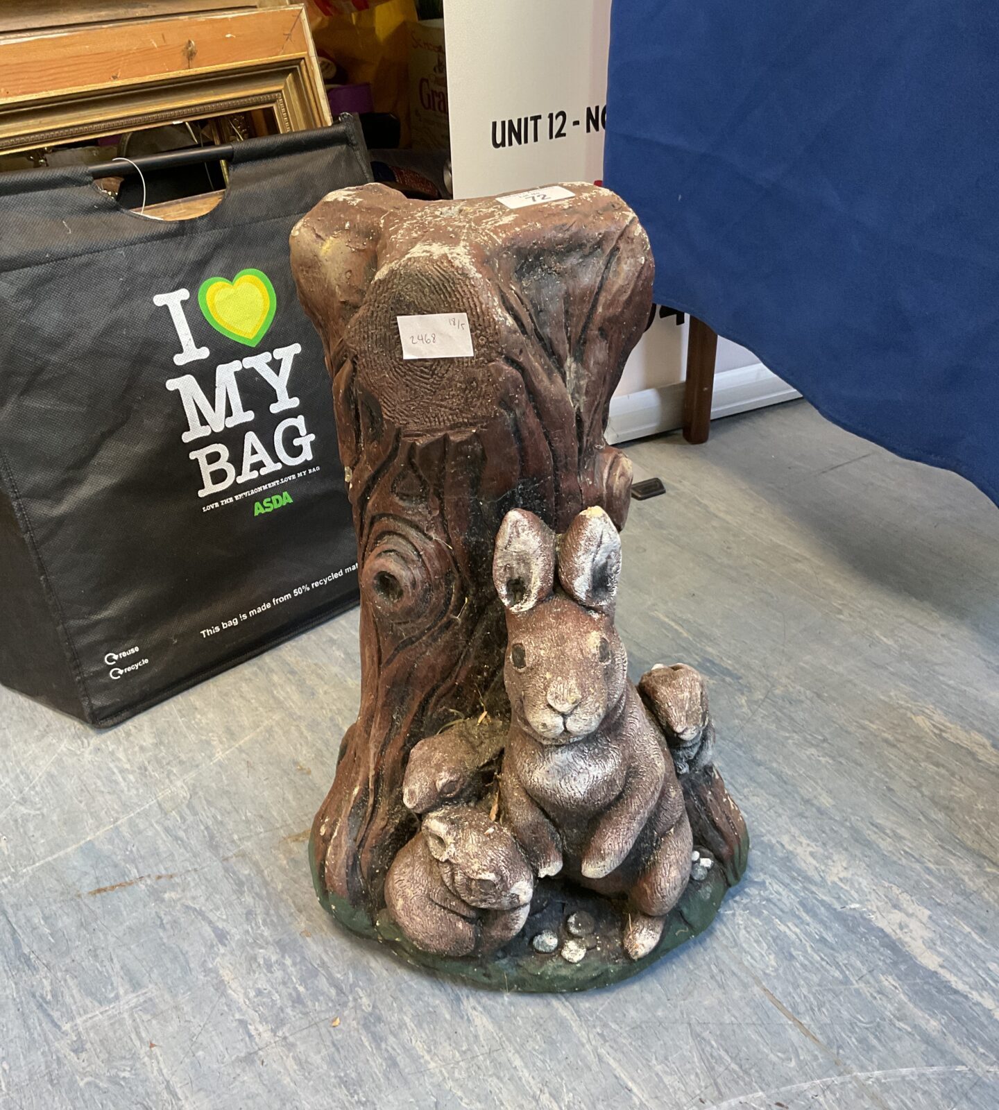 Concrete squirrel tree garden ornament