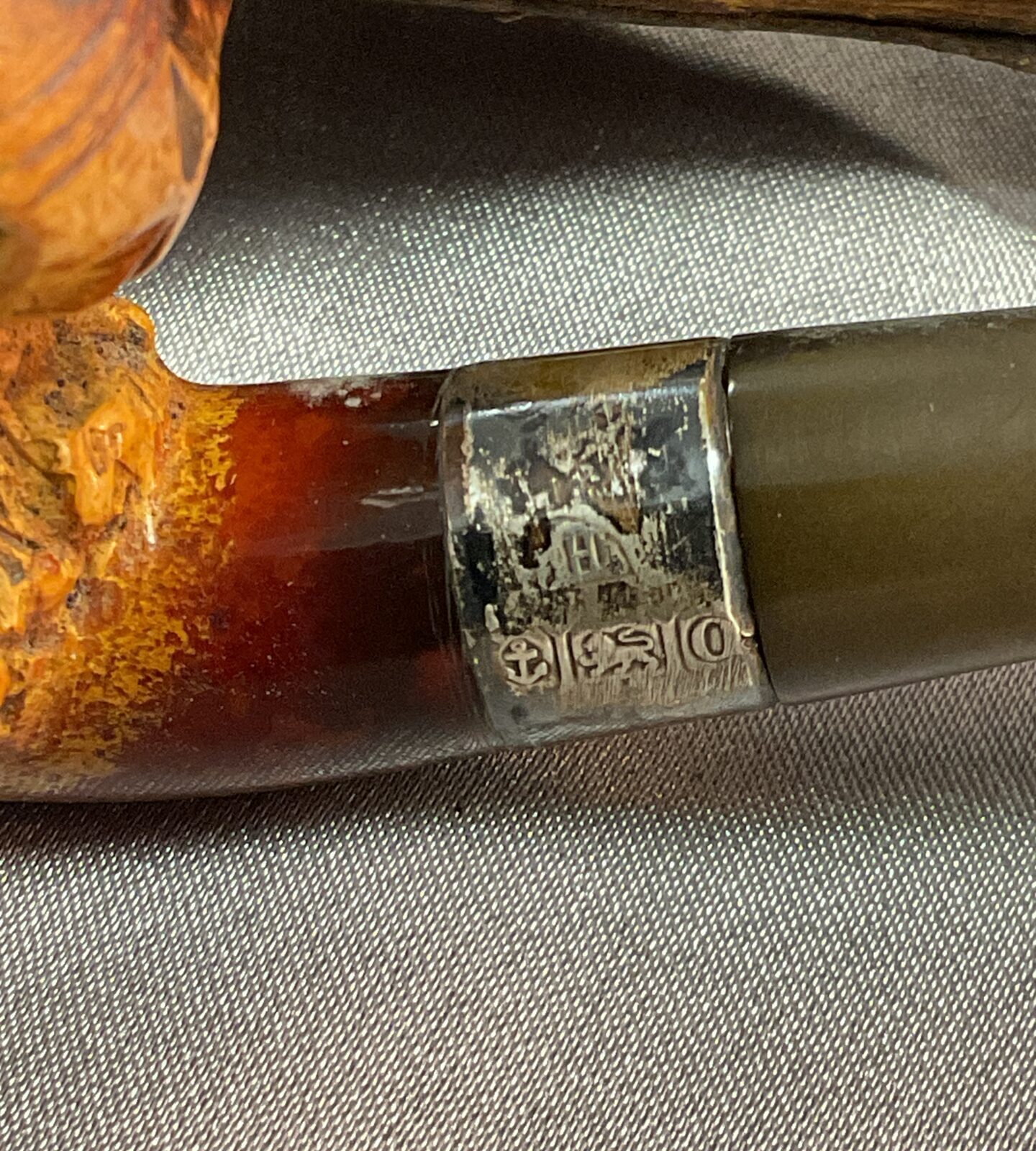 Antique Meerschaum lady head Pipe With Silver collar - Image 3