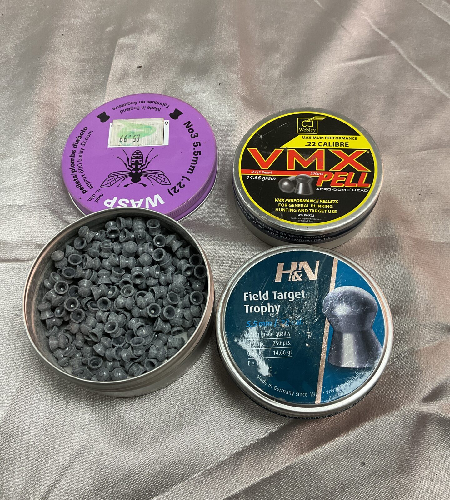 Three Tins .22 Cal Airgun pellets two tins sealed