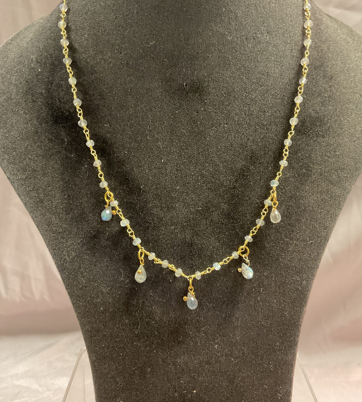 925 silver gilt teardrop 16” necklace