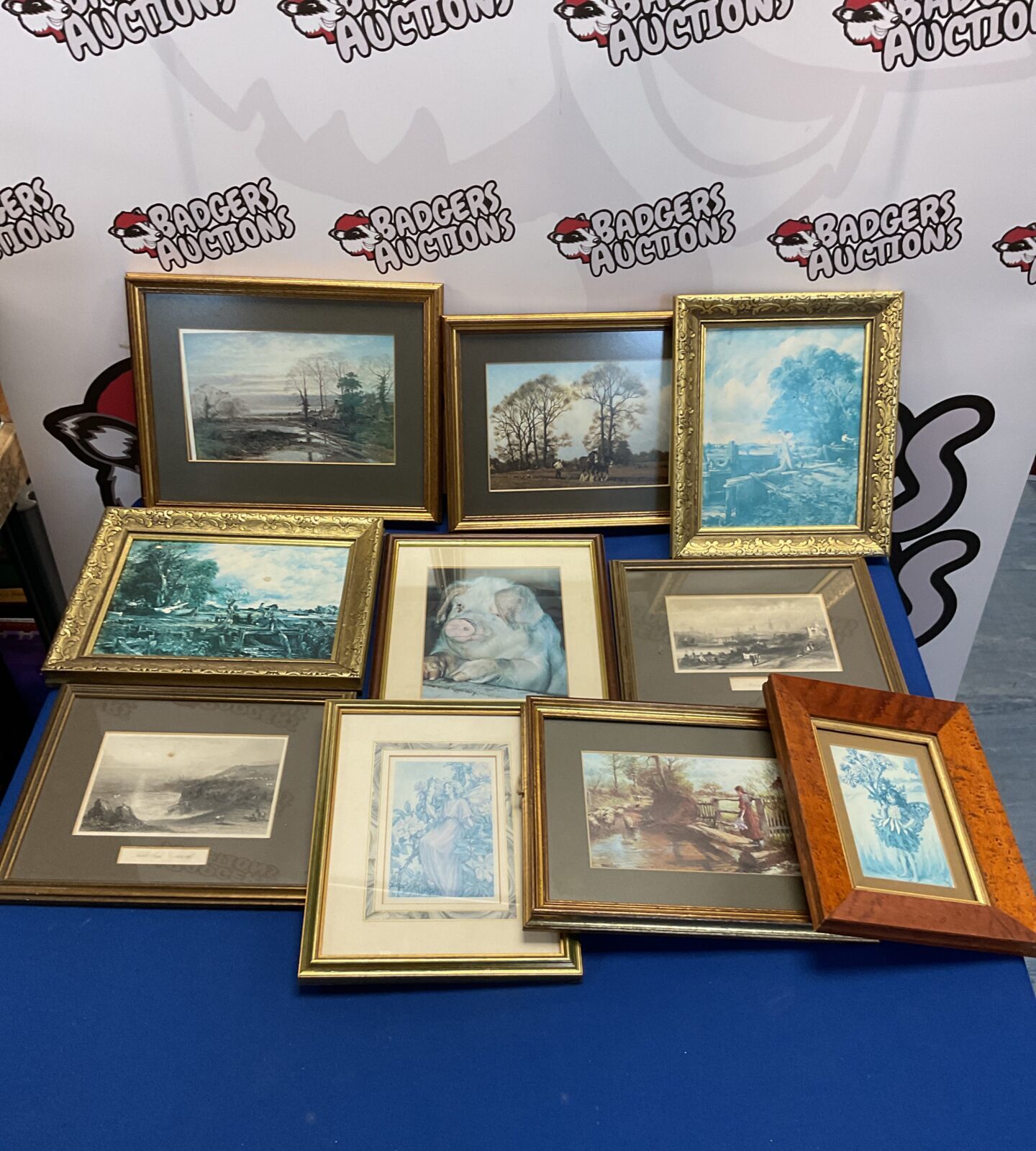 Box of small framed prints