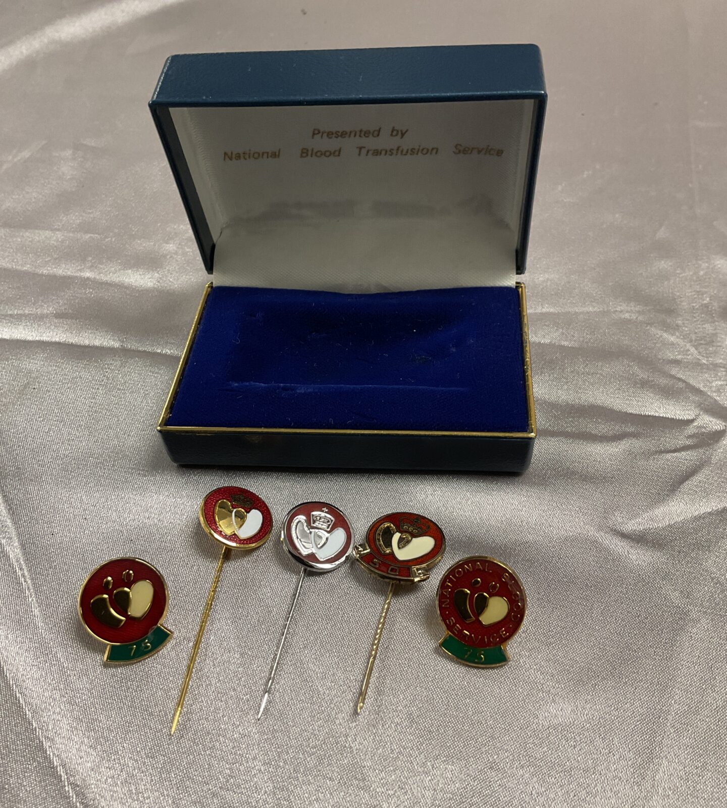 Five National Blood ztransfusion Service Enamel pin badges