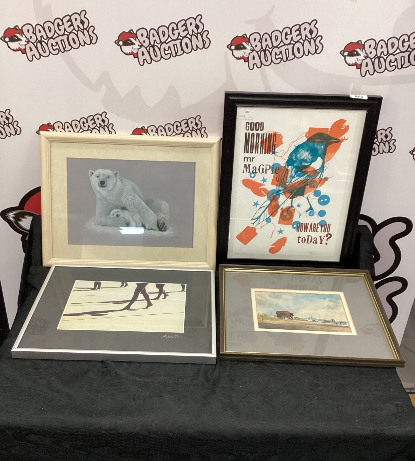 Four framed prints inc polar bears