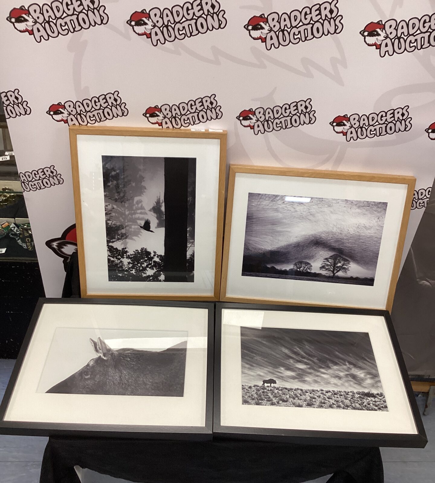 Four framed prints inc Buffalo on the plains
