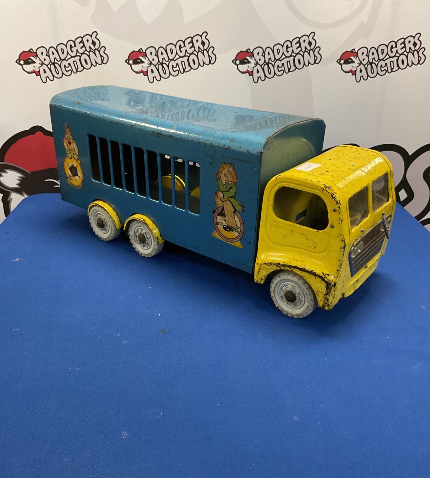 Large vintage tin triang circus truck