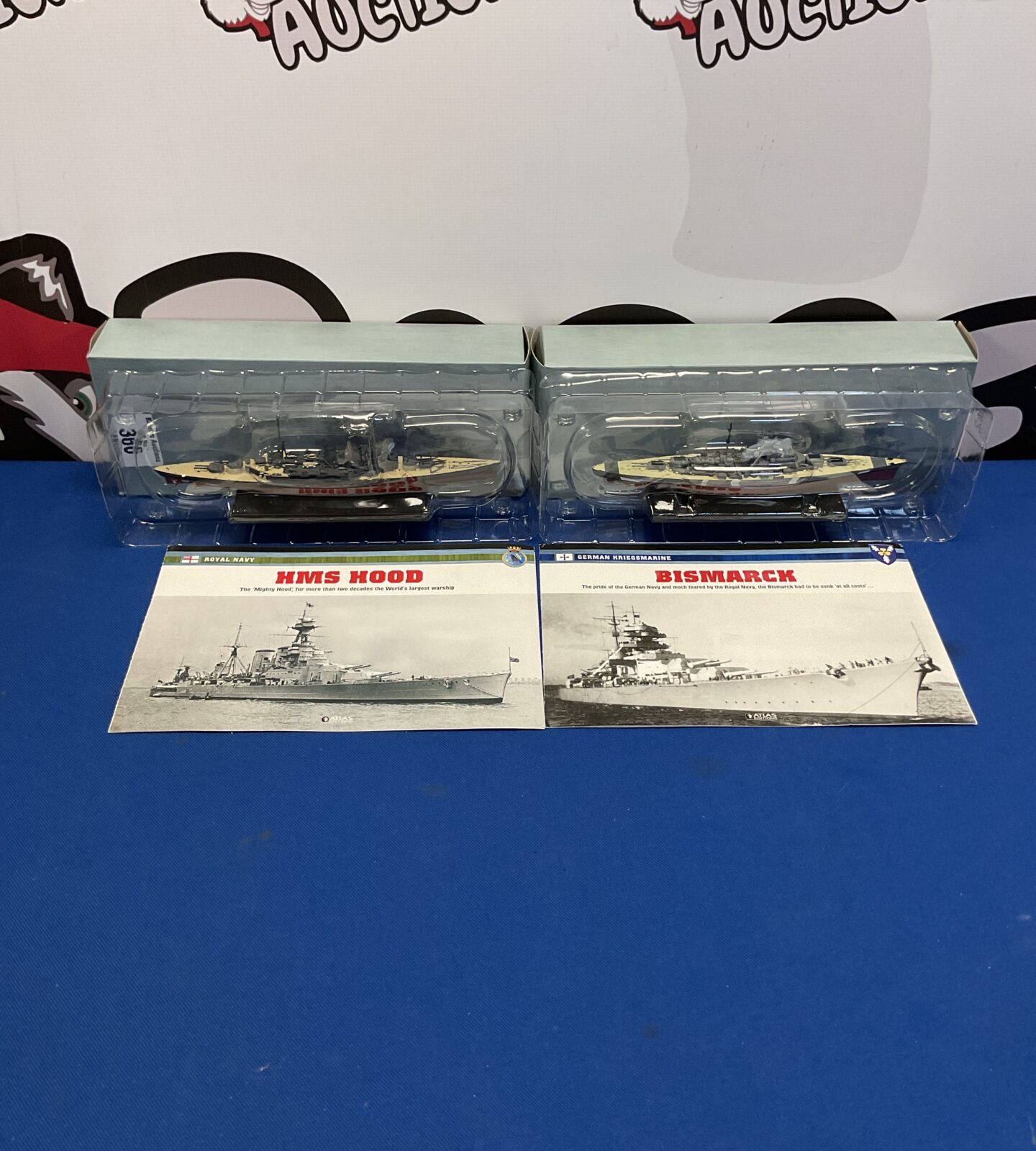 Two model ships inc hms hood and bismarck