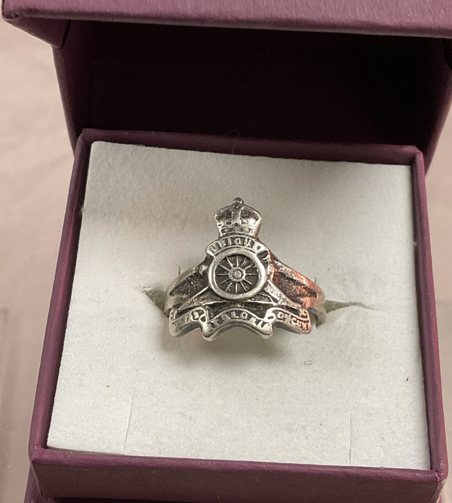 WW2 Silver Royal Artillery Sweatheart Ring Size N