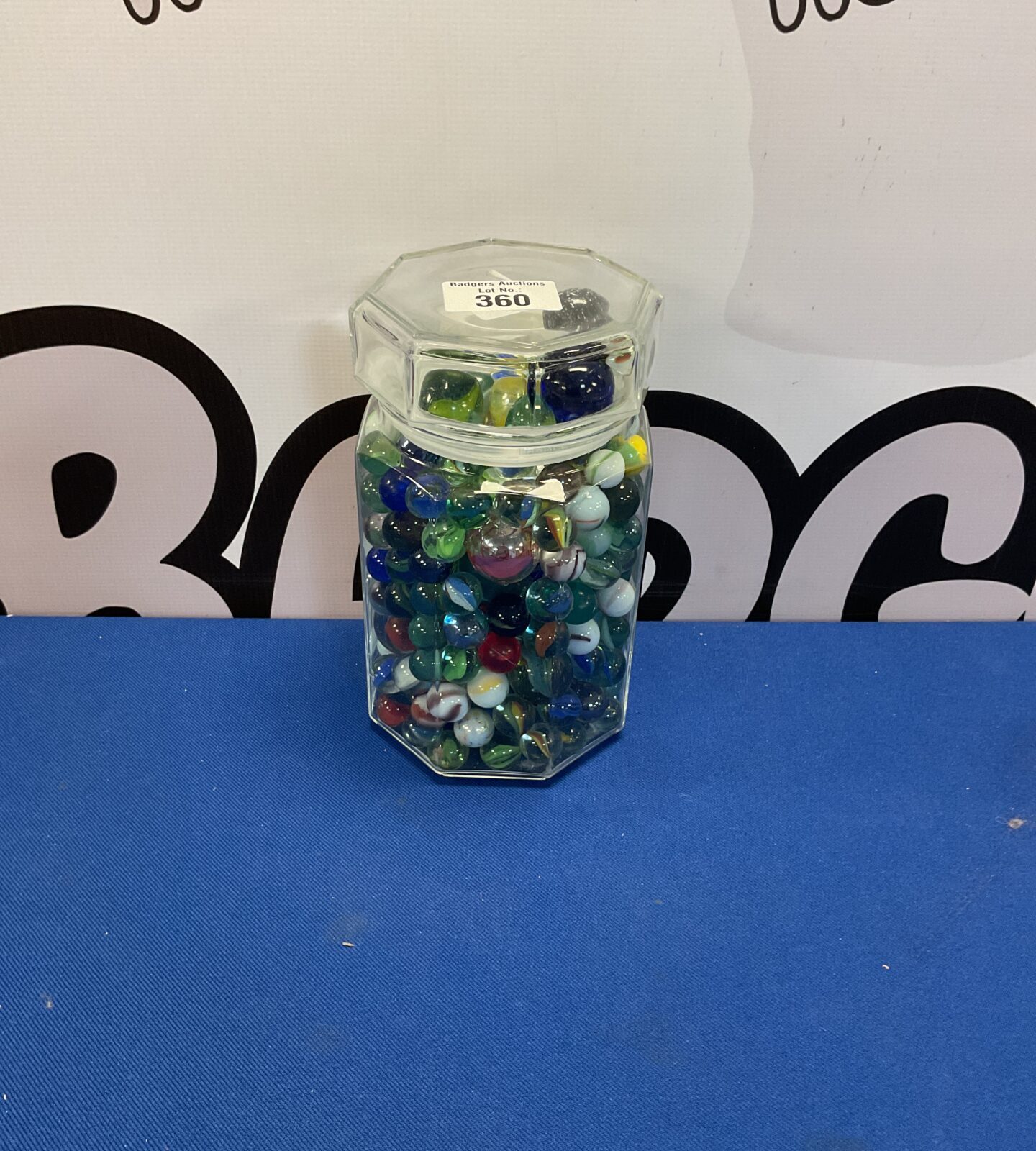 Jar of mixed marbles