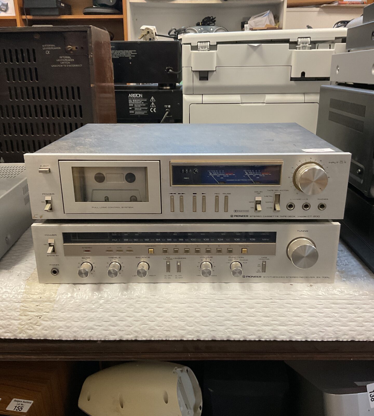 Pioneer ct-200 cassette deck with sx-700l stereo receiver