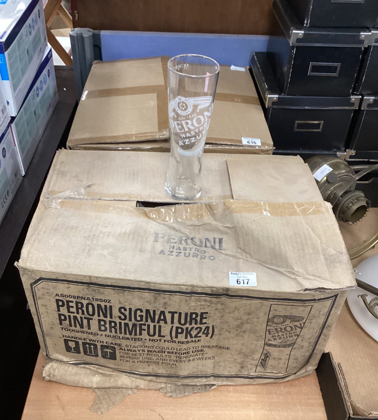 Case of Peroni Pint Glasses