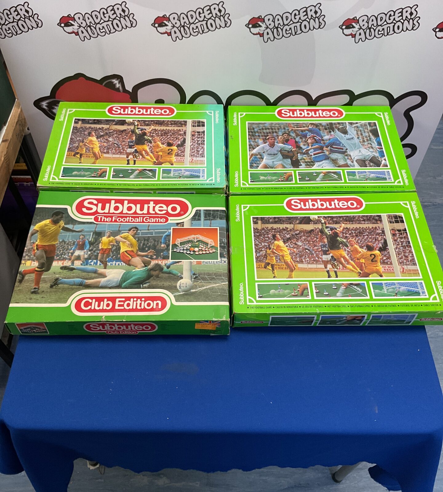 Four vintage boxed subbuteo play sets