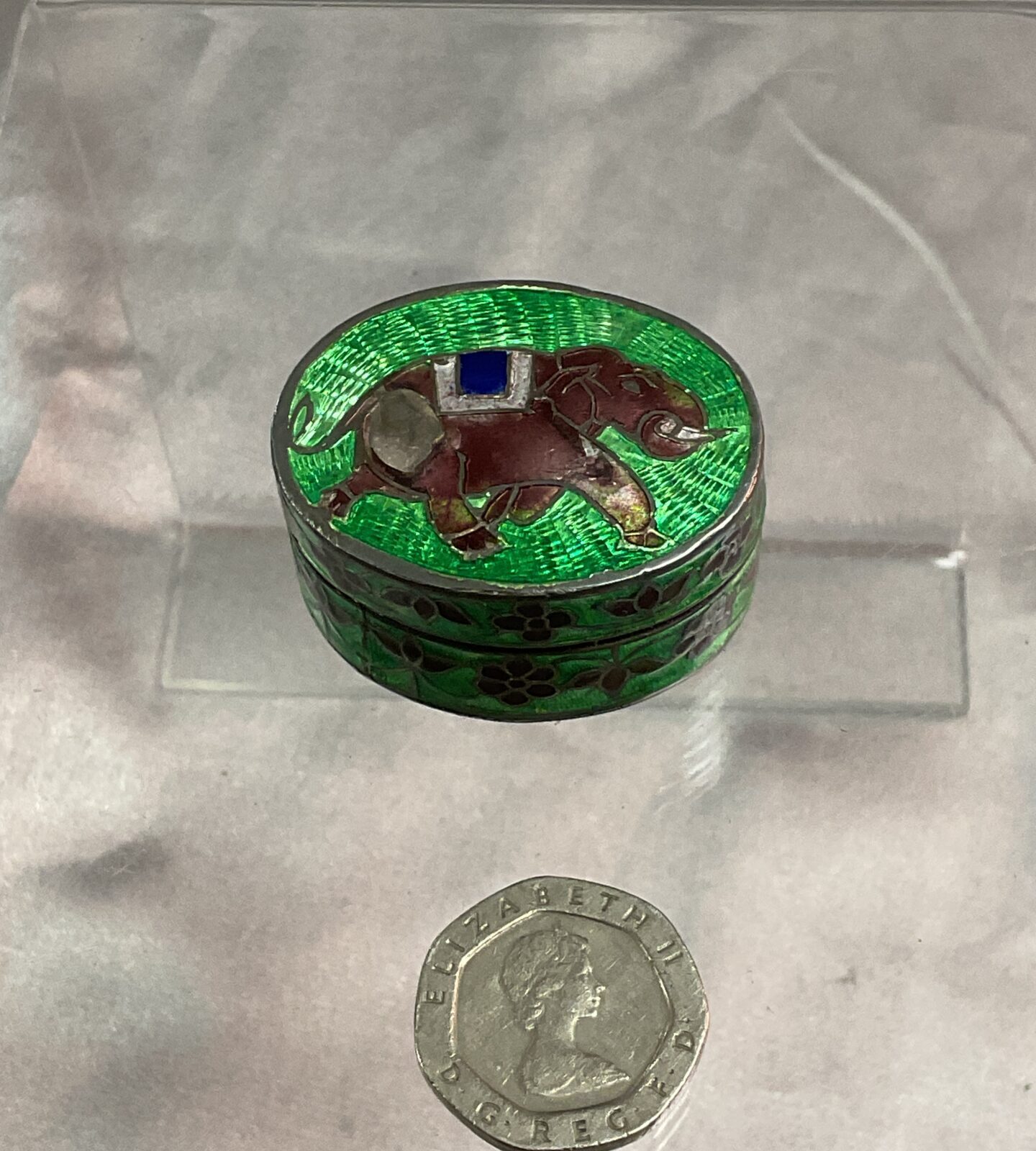 925 Silver Enamelled  Pill pot