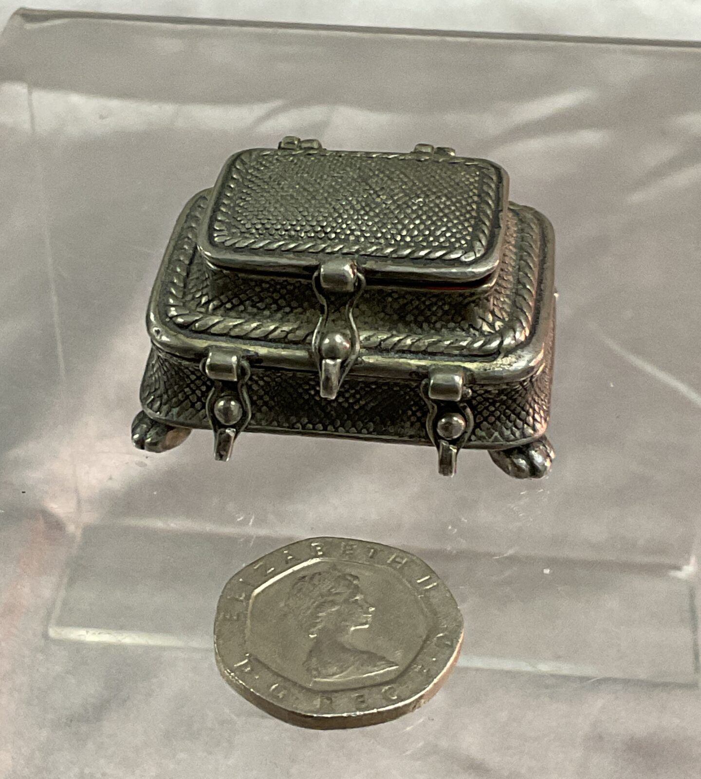 White metal two tier pillbox
