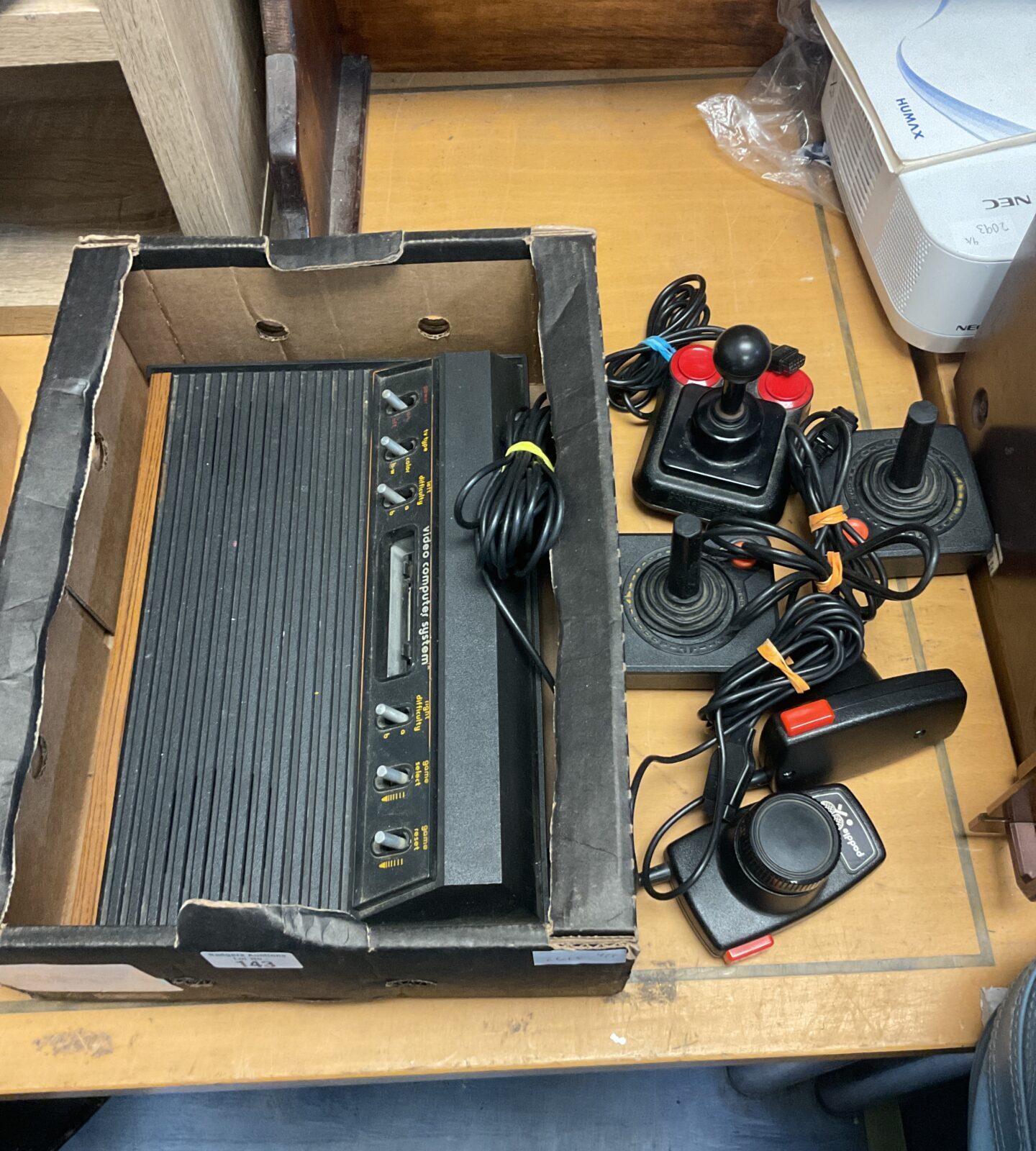 Atari 2600 woody console with joysticks