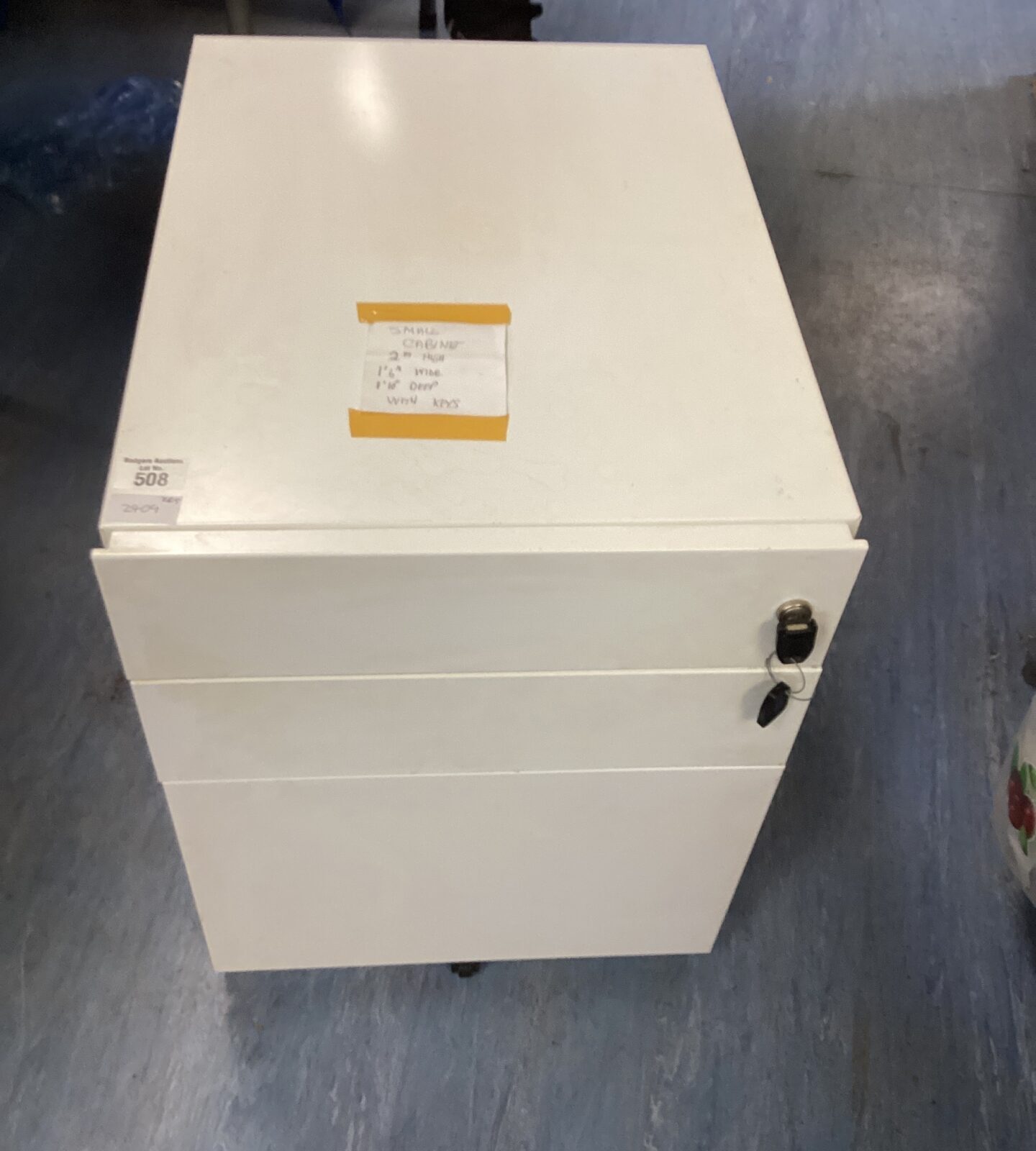 Small metal Two drawer unit on wheels
