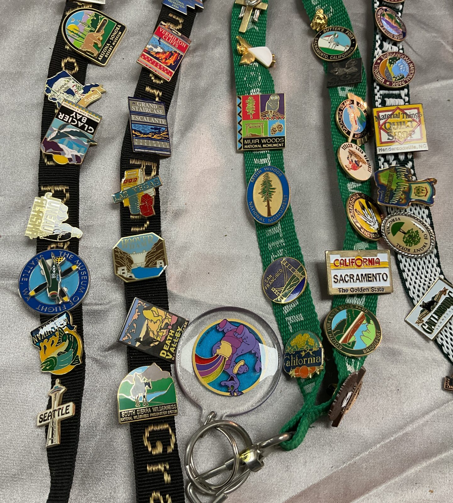 Three lanyards With over 50 Enamelled pin badges Collected over time on trips to the states - Image 2