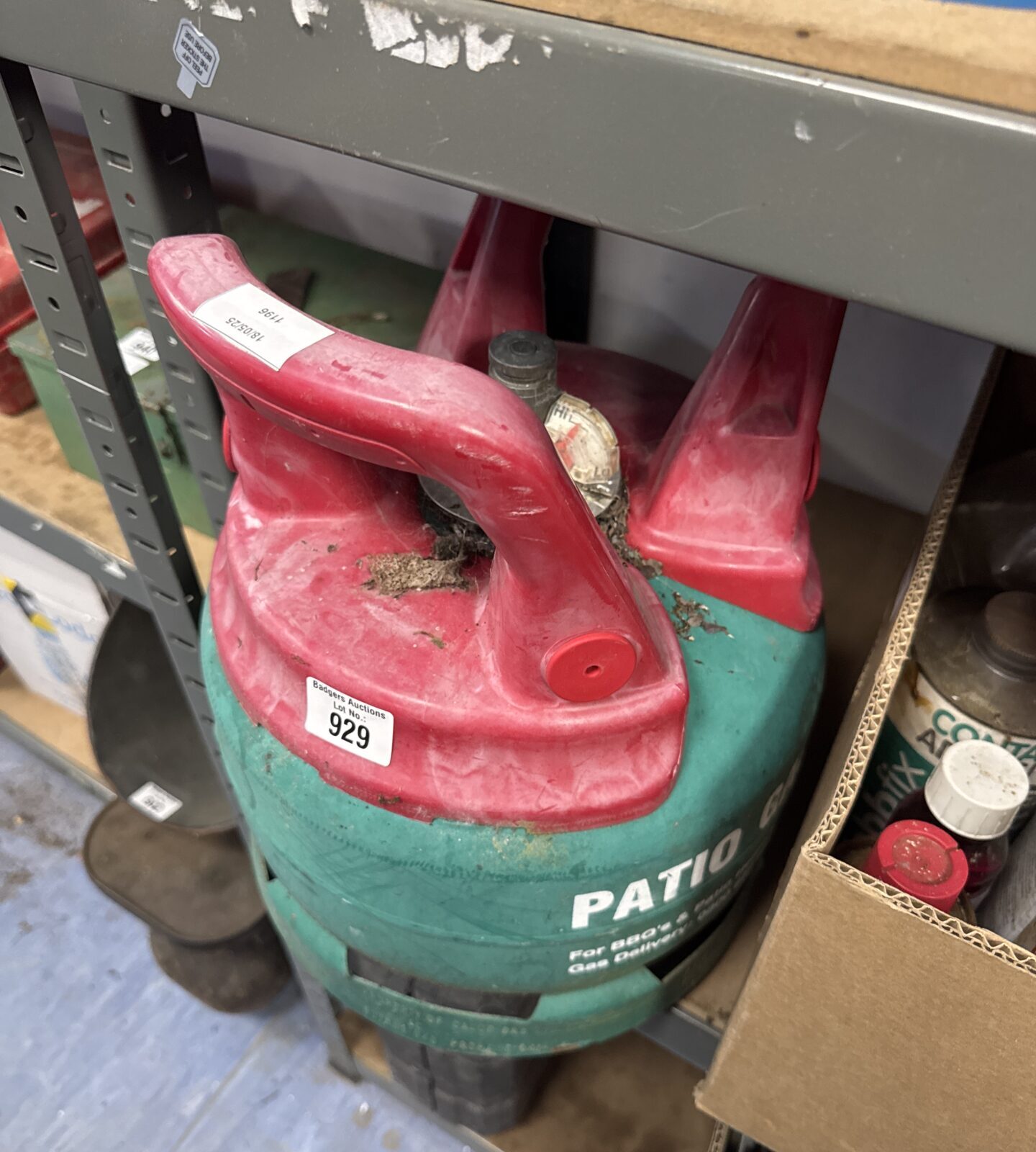 Patio gas canister with contents