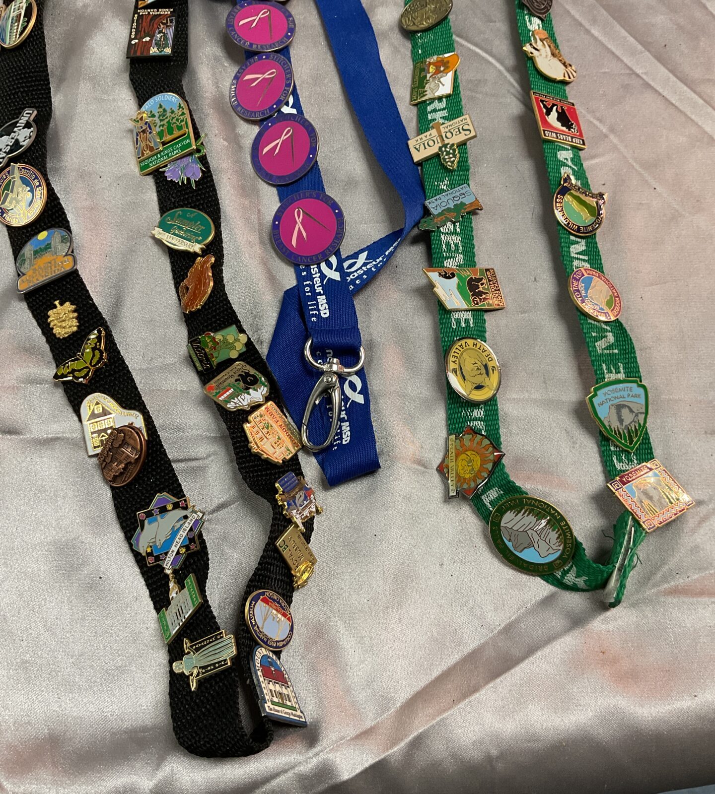 Three lanyards With over 50 Enamelled pin badges Collected over time on trips to the states - Image 2