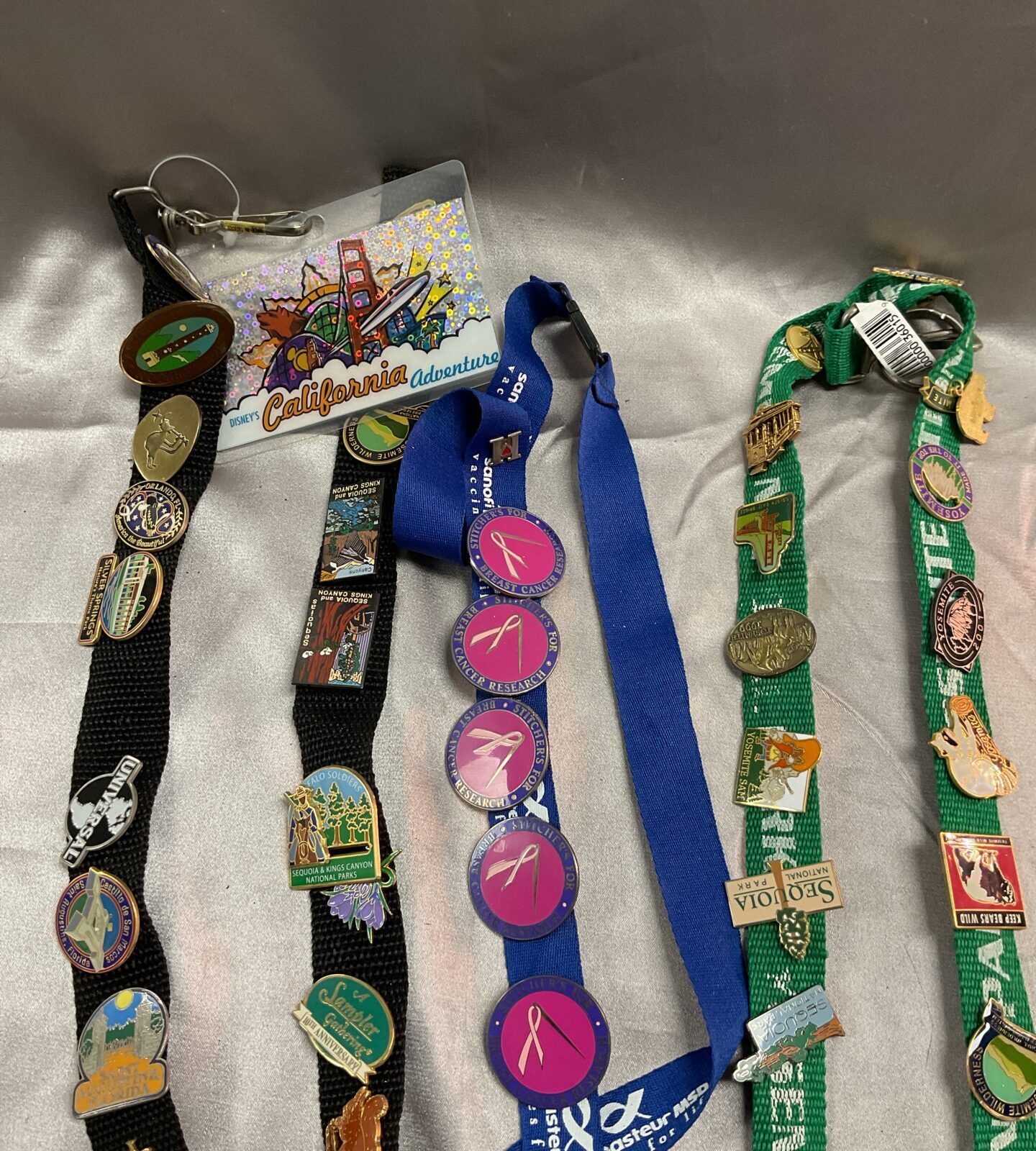 Three lanyards With over 50 Enamelled pin badges Collected over time on trips to the states - Image 3