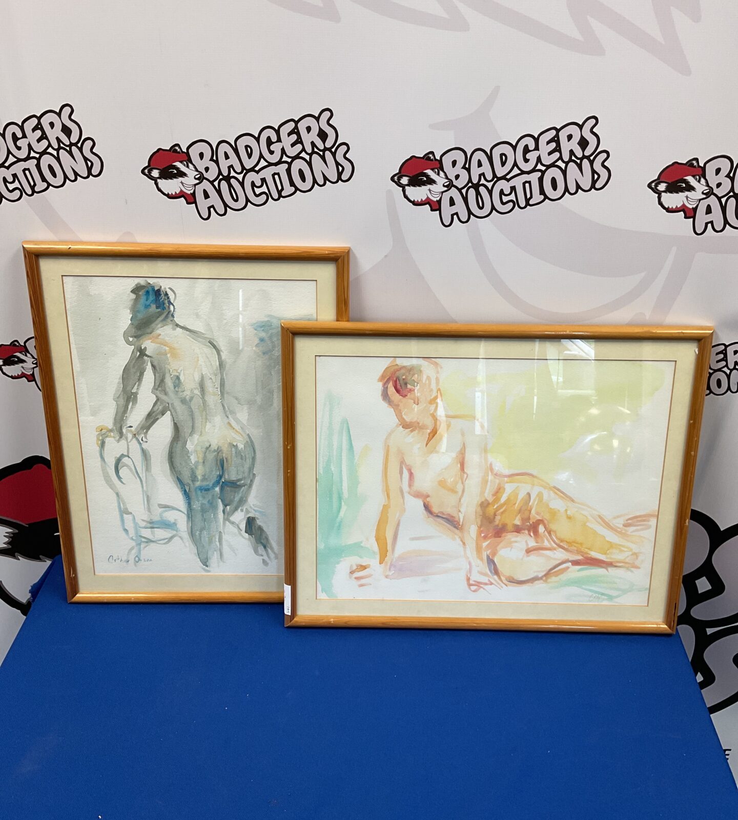 Pair  of arthur orum 1946-2023 watercolours of nude ladies
