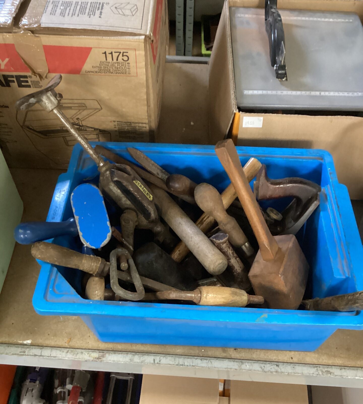 Box of vintage hand tools