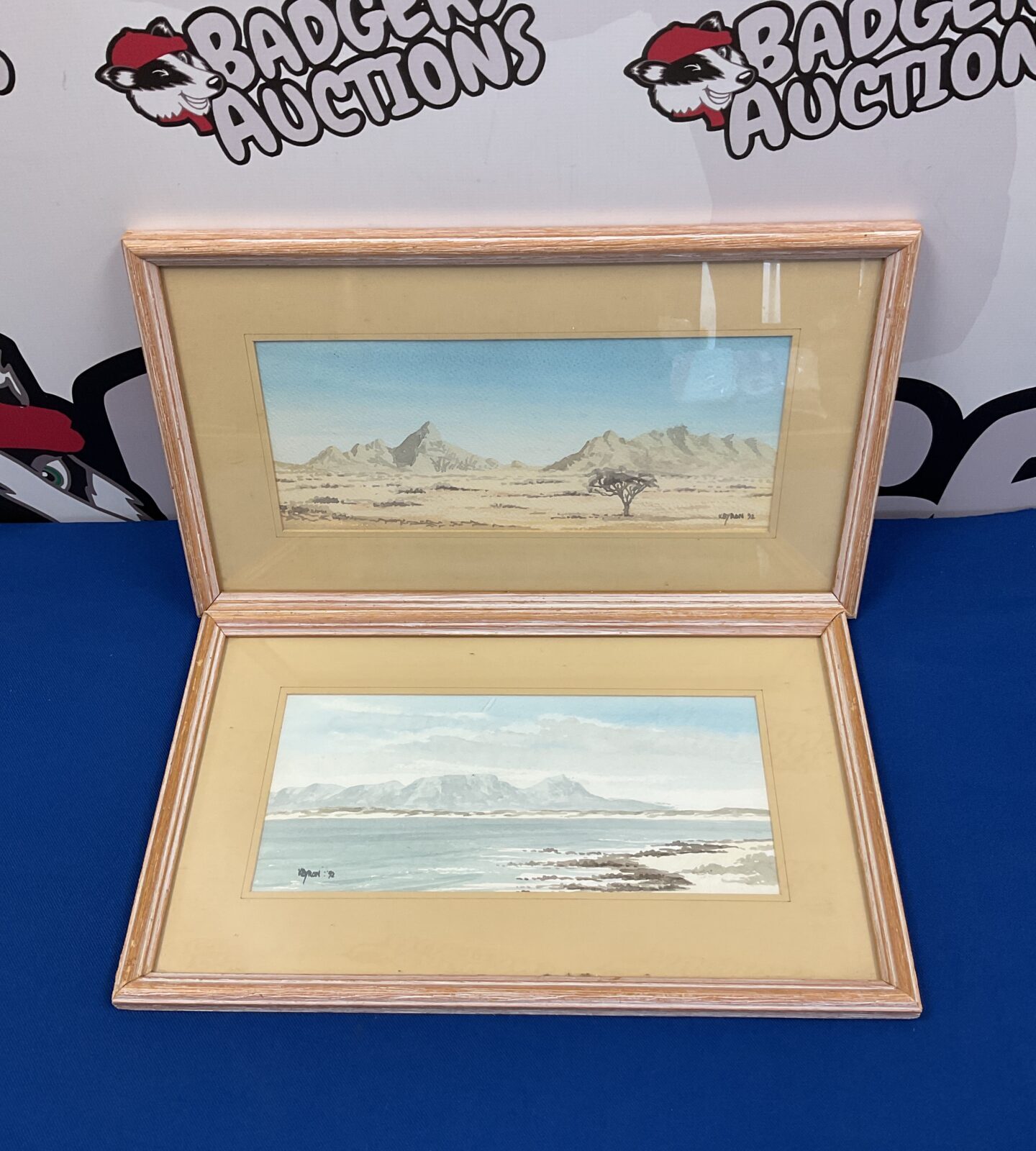 Pair of african landscape watercolours signed kbyron