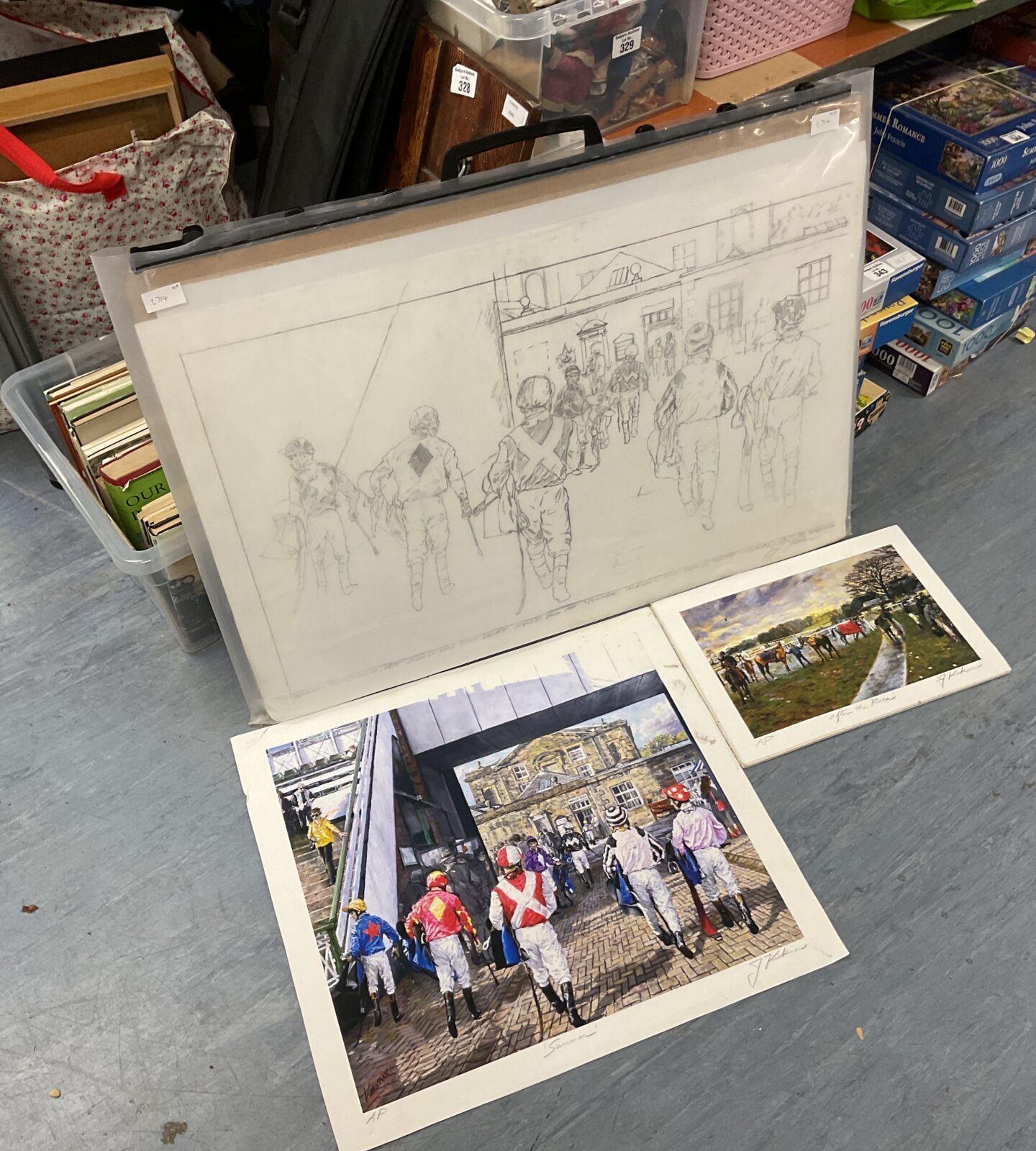 Three j kirkman artist proof horse racing prints
