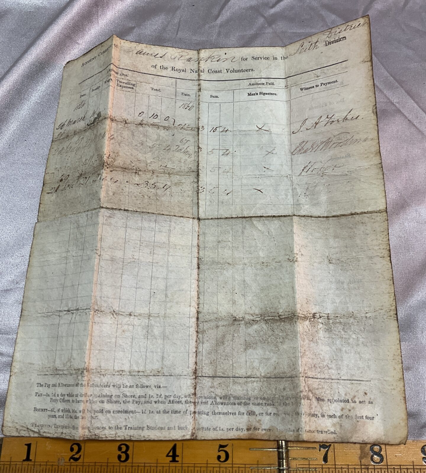 Antique Velum 1866 Protection Certificate for Royal Navy Voluneers - Image 2