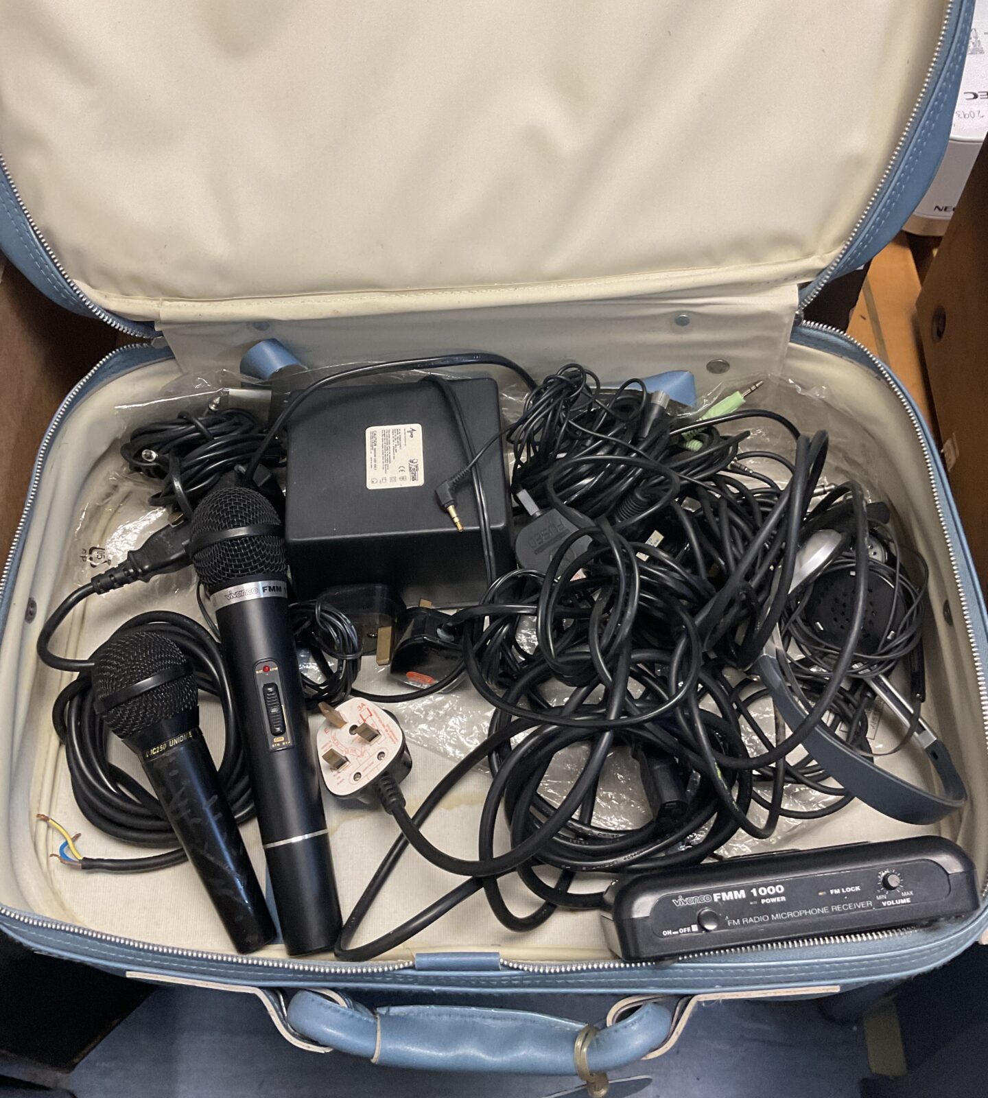 Case if microphones, receiver & cables