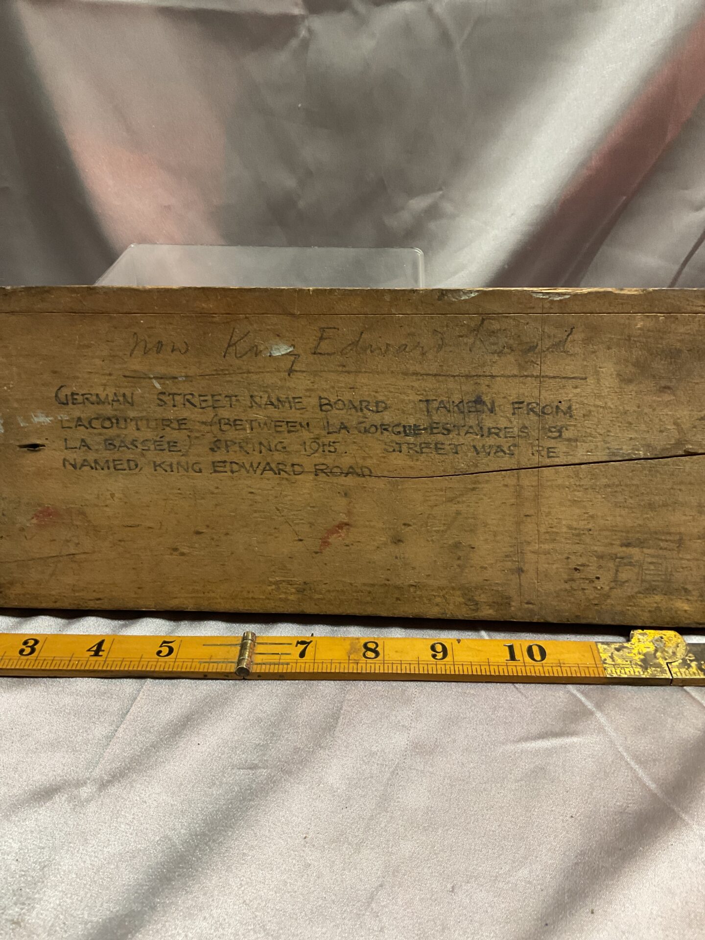 World War One Reichs Str German street name board taken from Lacouture Spring 1915 street was renamed King Edward Road - Image 2