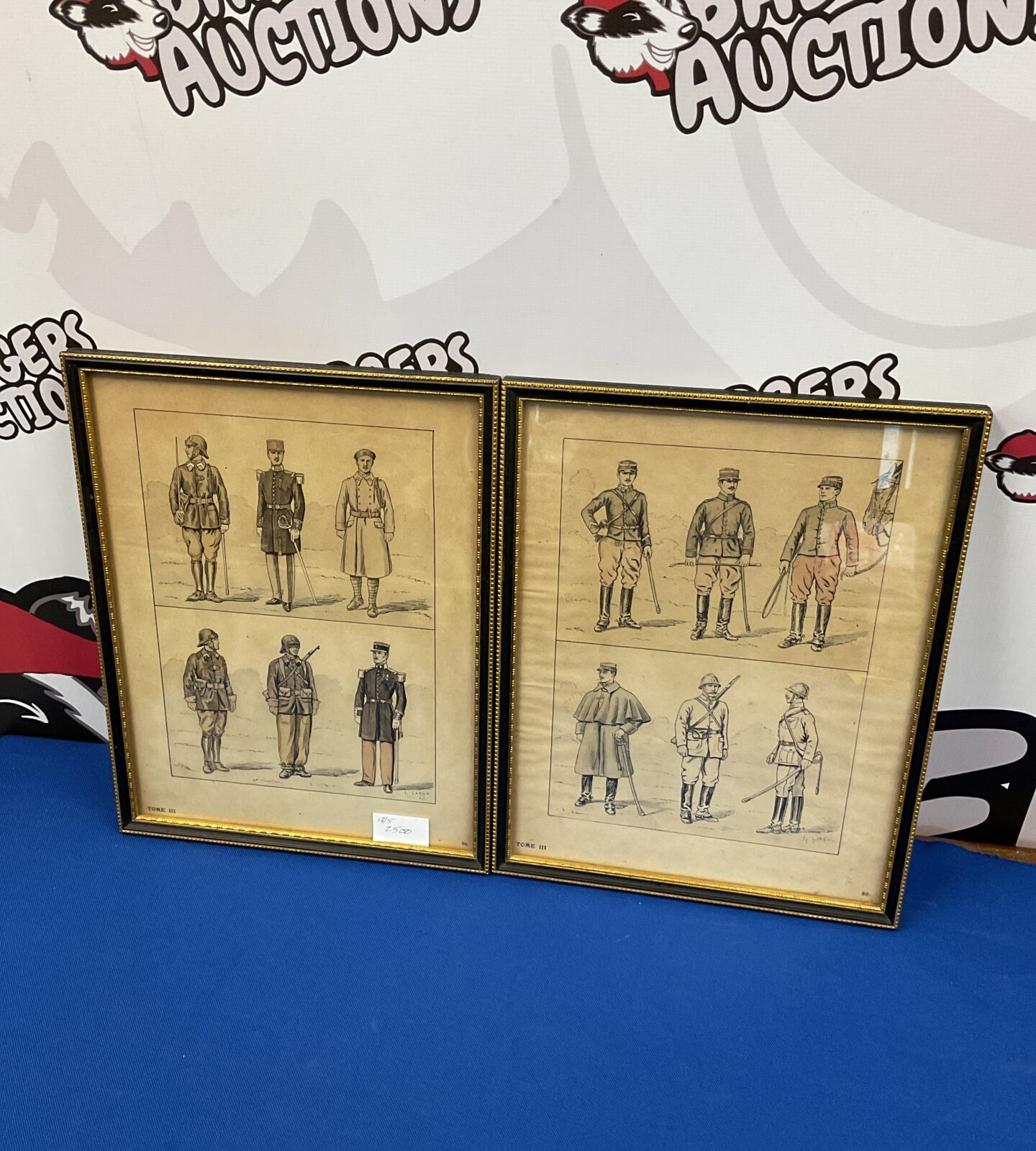 Pair of ww1 prints of french army uniforms