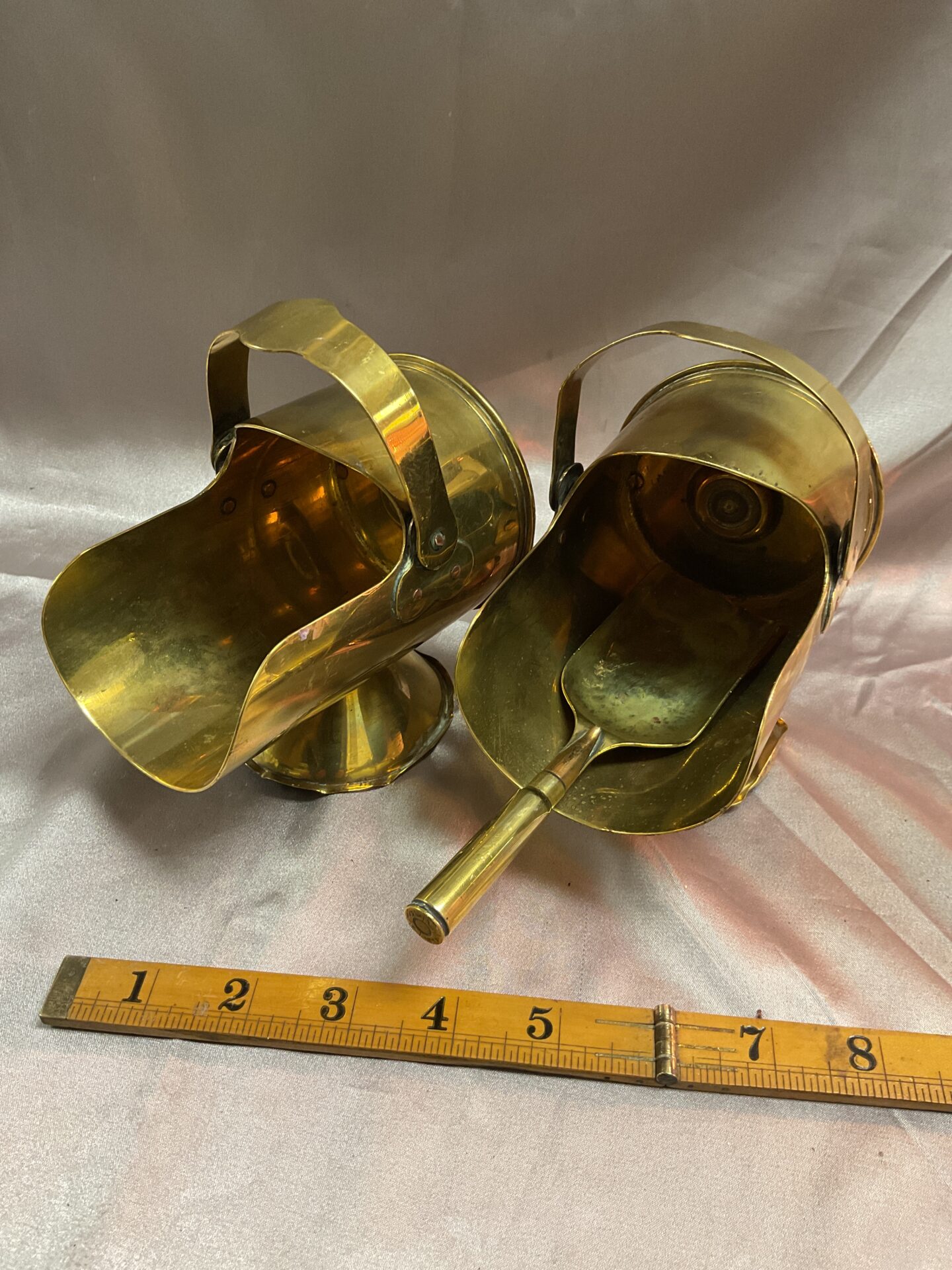 Two World War One trench art Cannon shell coal skuttles Dated 1915