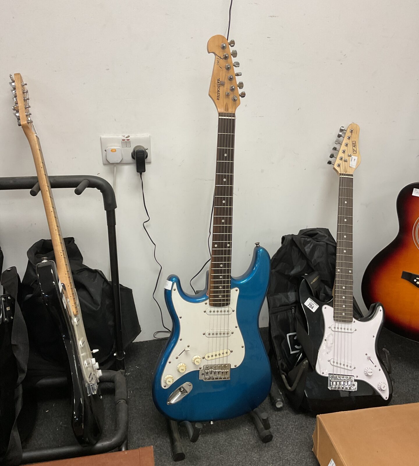 Blue fender stratocaster electric guitar