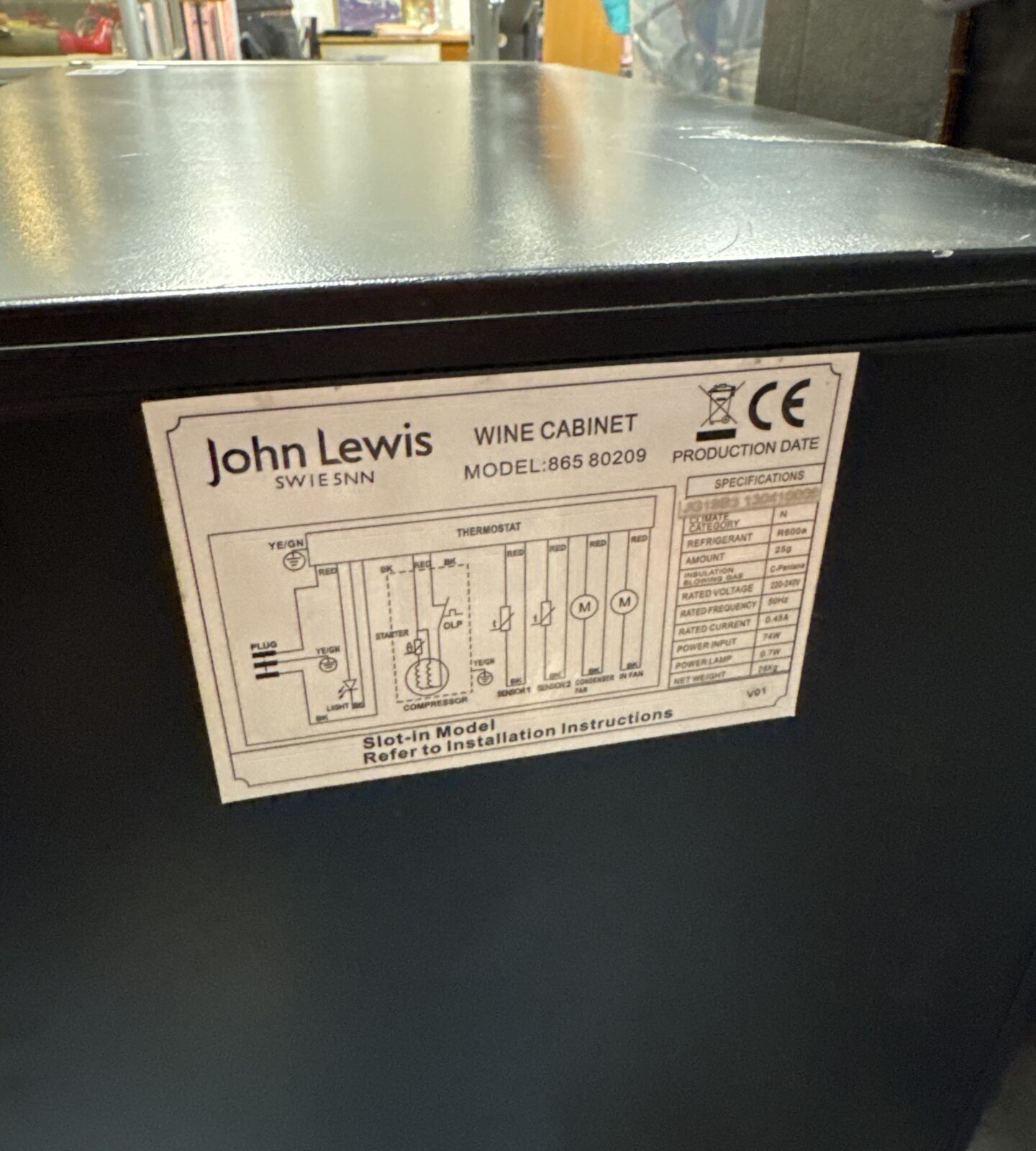 John Lewis wine cabinet - powers on when plugged in, has cosmetic marks - Image 2