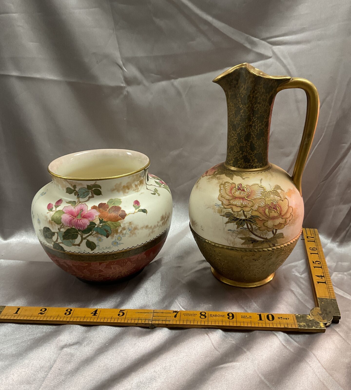 Two antique Doulton Burslem New York pattern ewer and vase