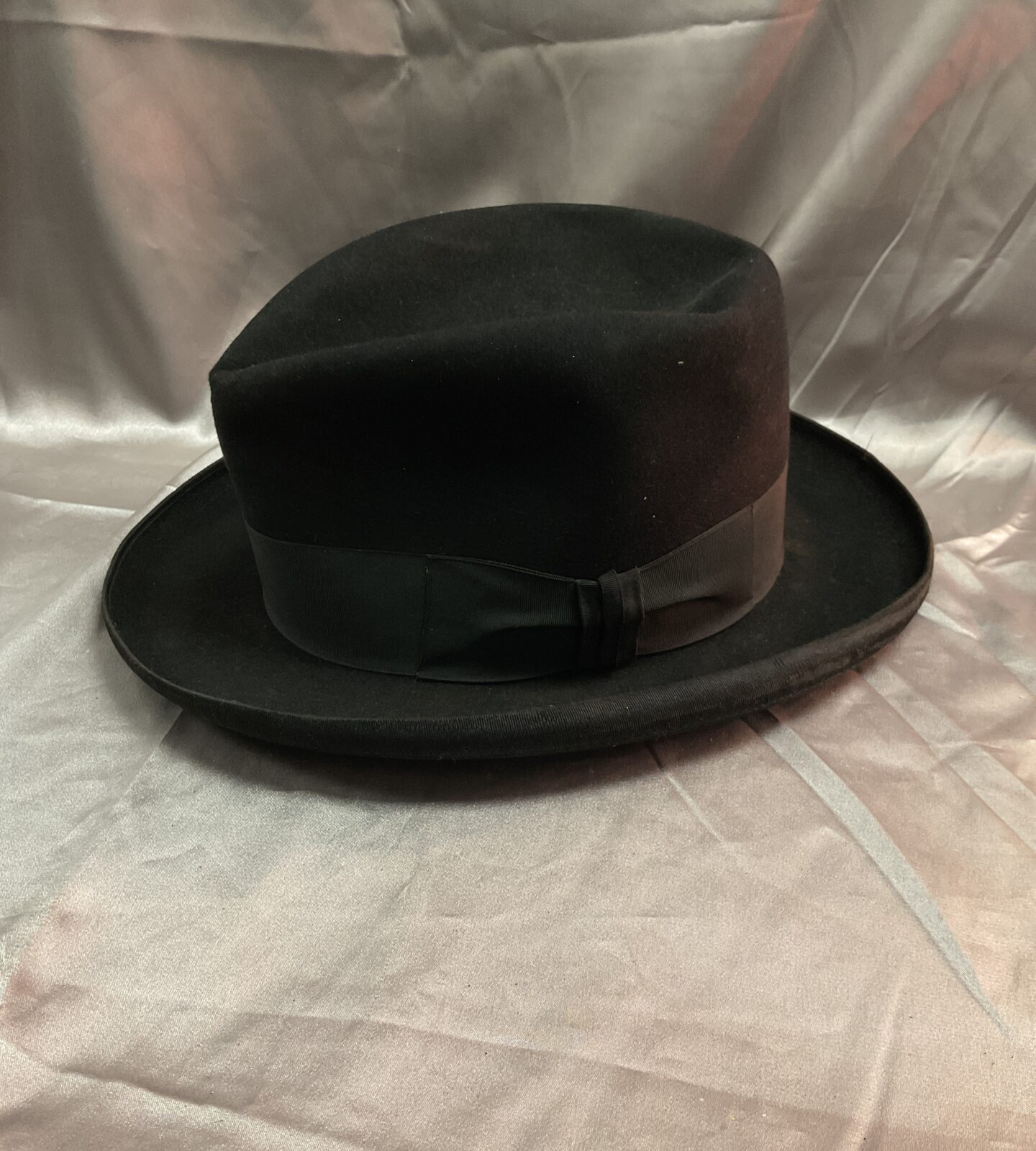 Battersby of London black homburg Hat  size 7 1/4
