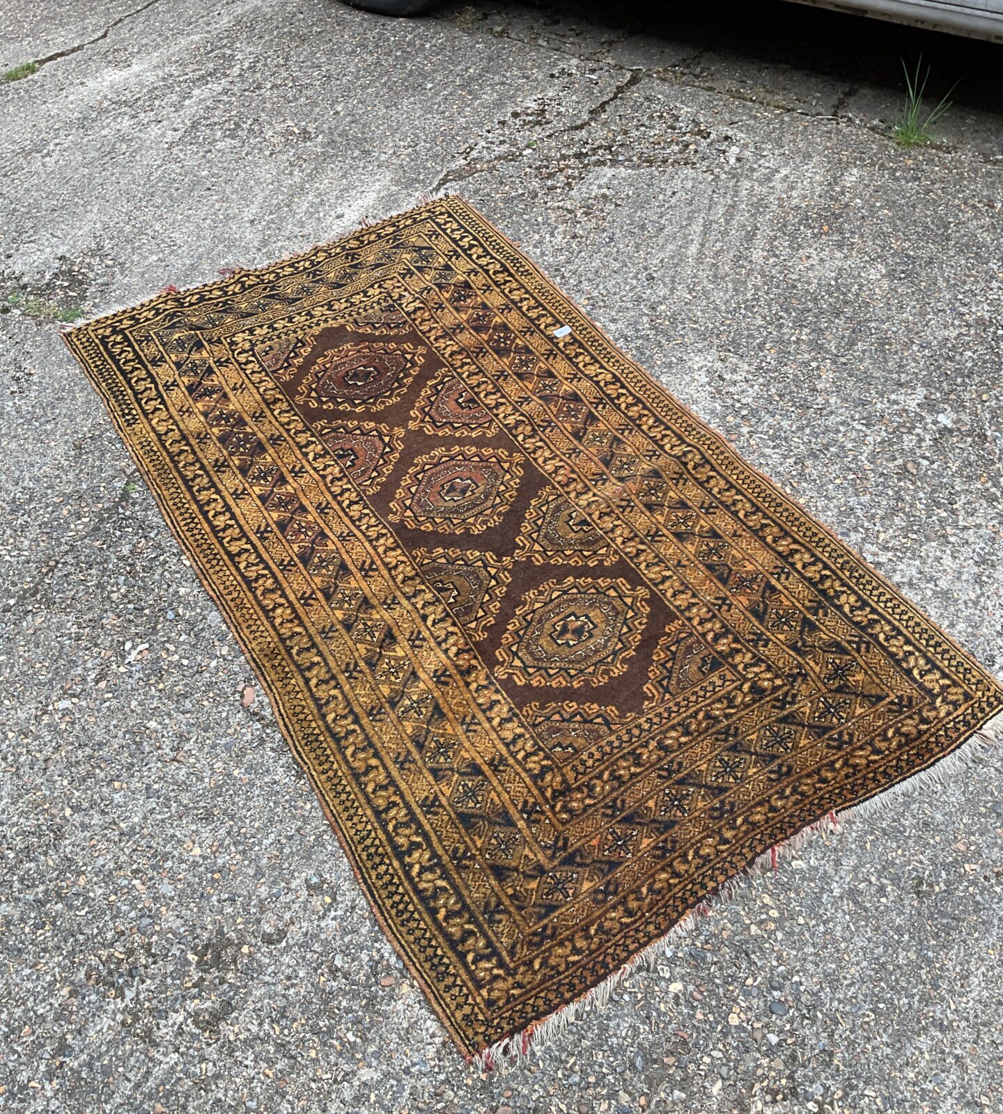 Mid century orange & brown rug 6ft x 3ft