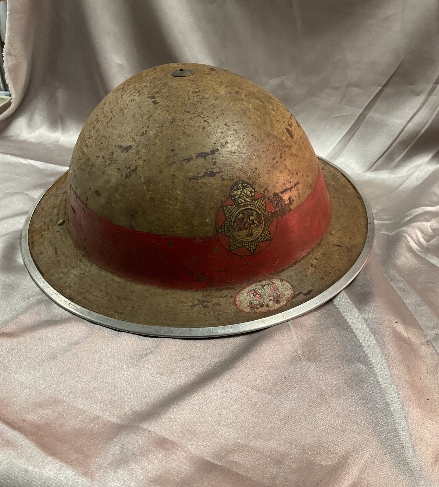 World War Two National Fire Service Tin Helmet Area 34 East London