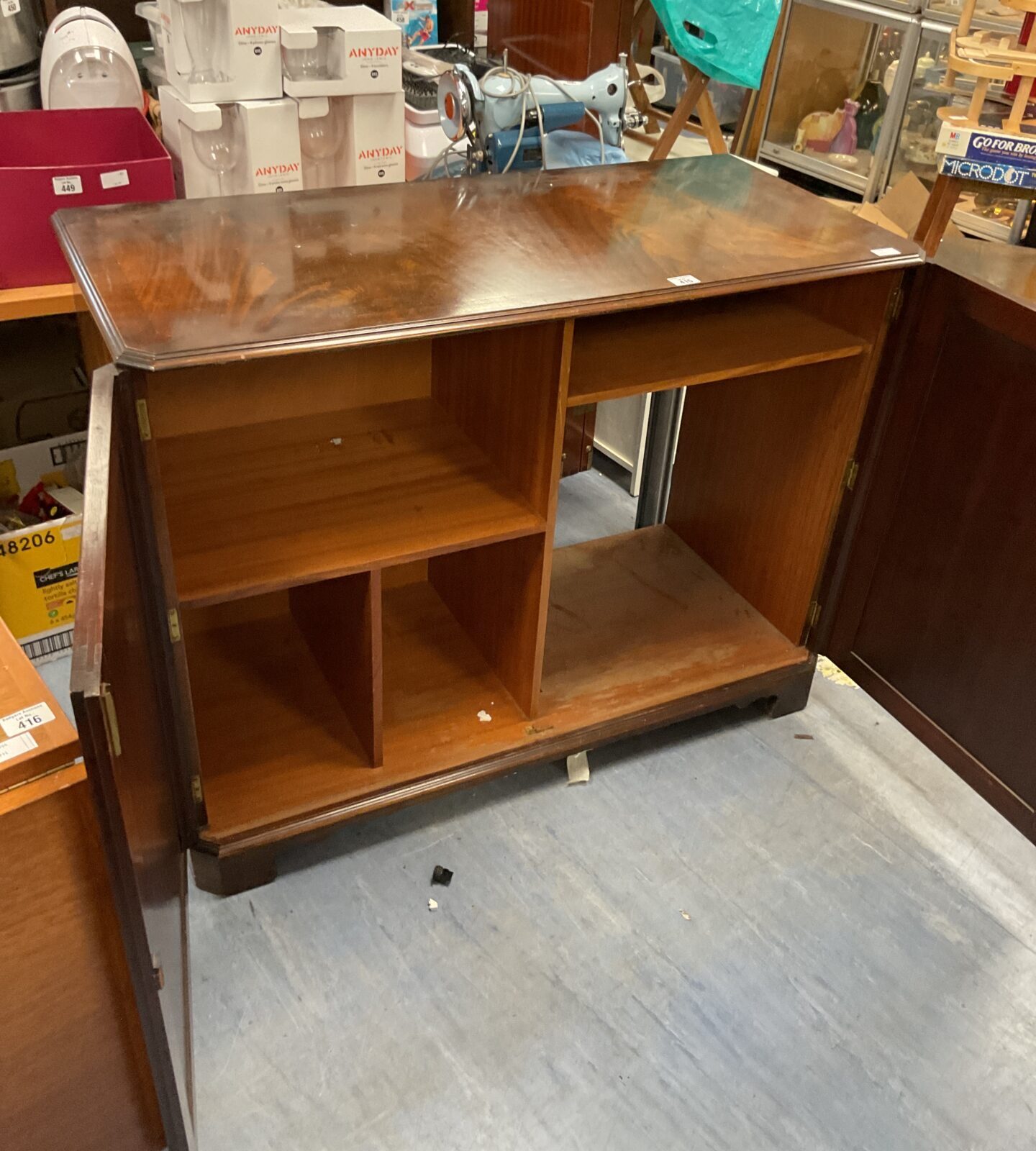 Large repro walnut media cabinet - Image 2