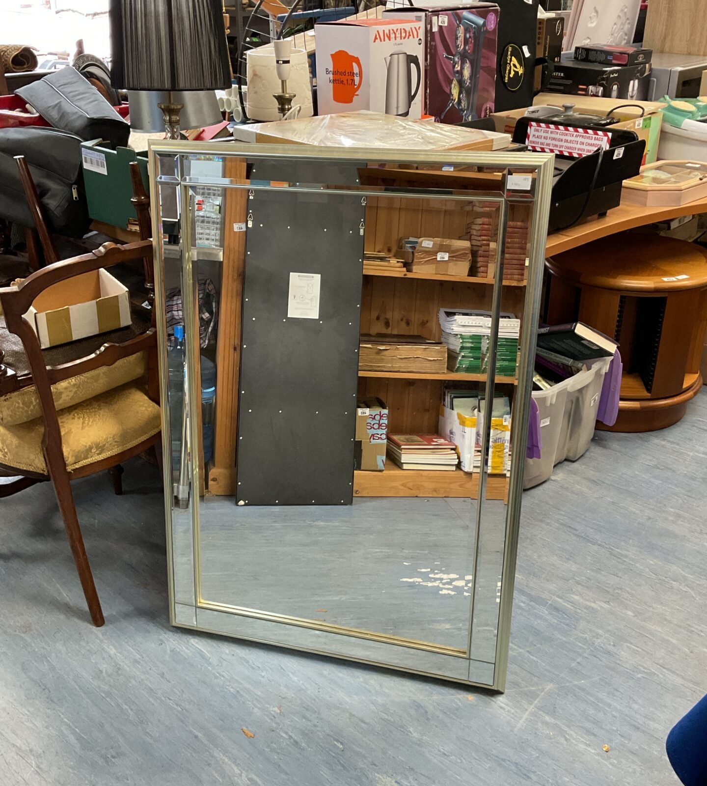 Large rectangular bevel edged mirror 107cm x 76cm