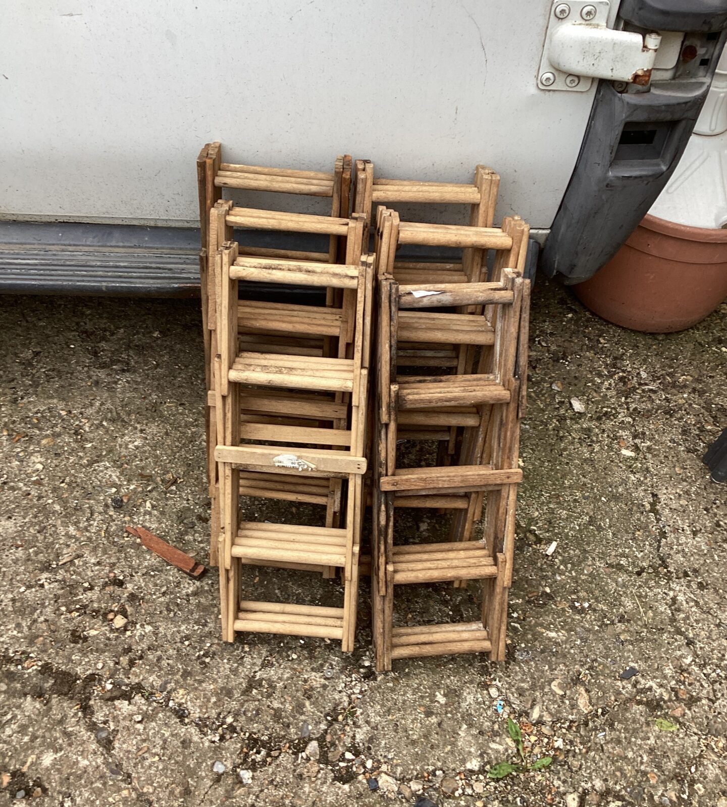 Six wooden wine racks